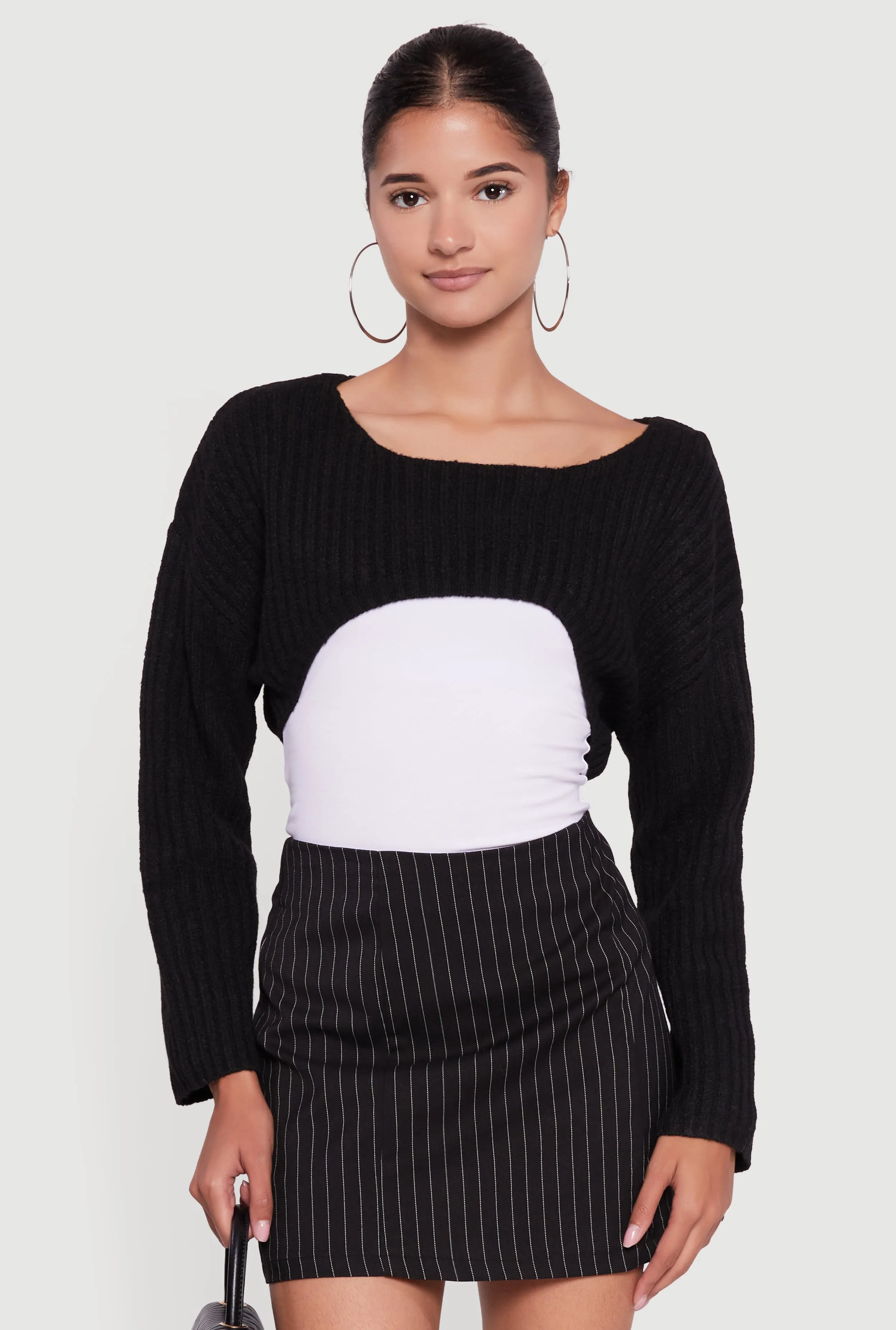 Brushed Rib Knit Boat Neck Shrug sold by Rainbow product image thumbnail 2