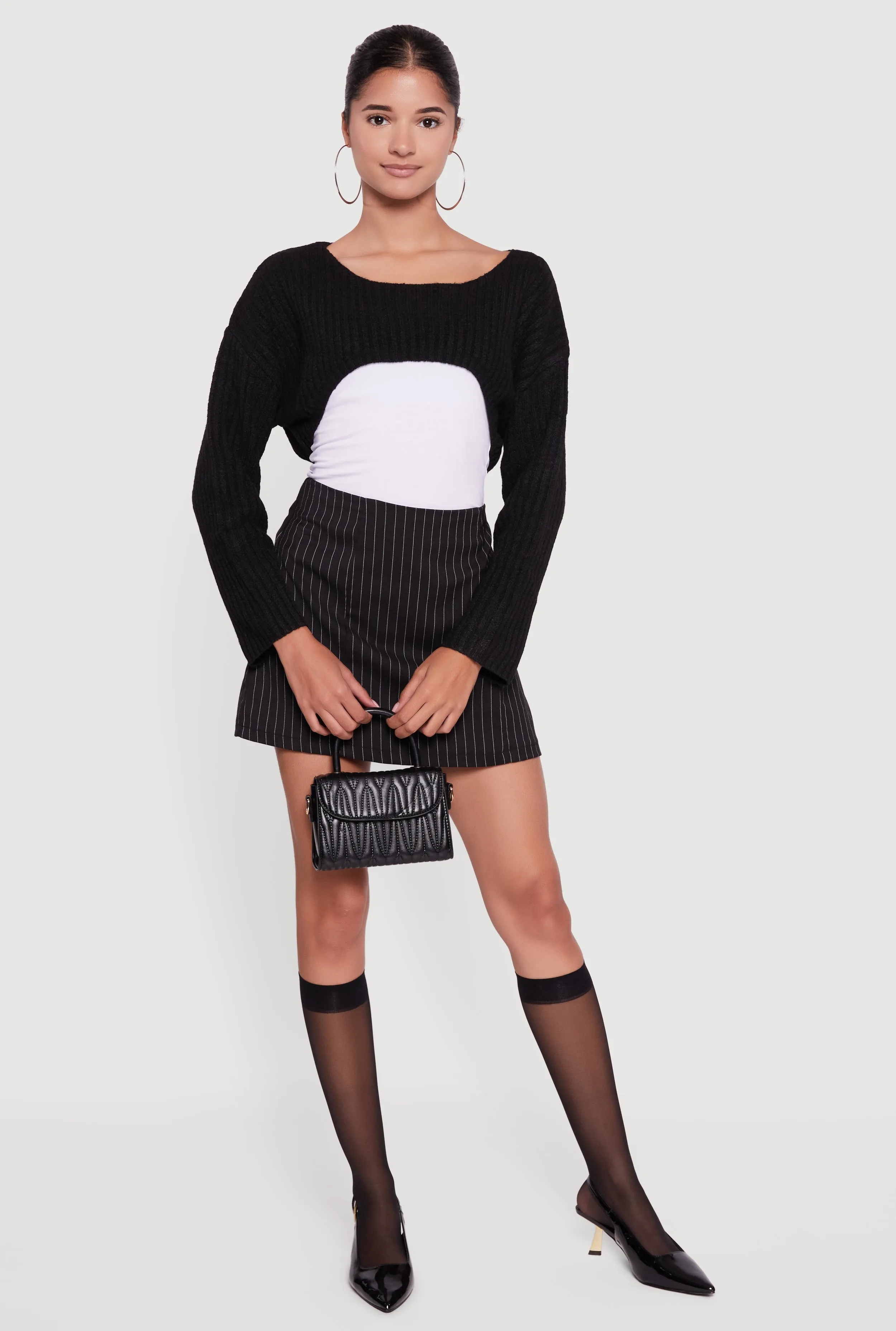 Brushed Rib Knit Boat Neck Shrug sold by Rainbow