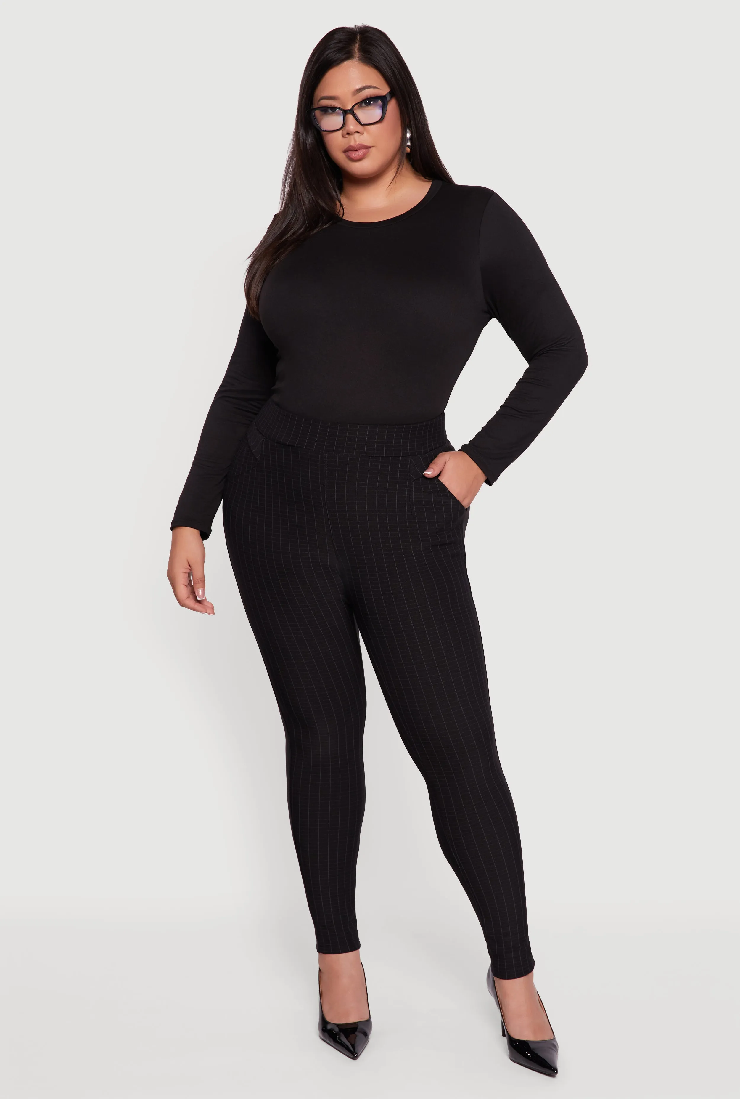 Plus Size High Waisted Windowpane Plaid Dress Pants sold by Rainbow