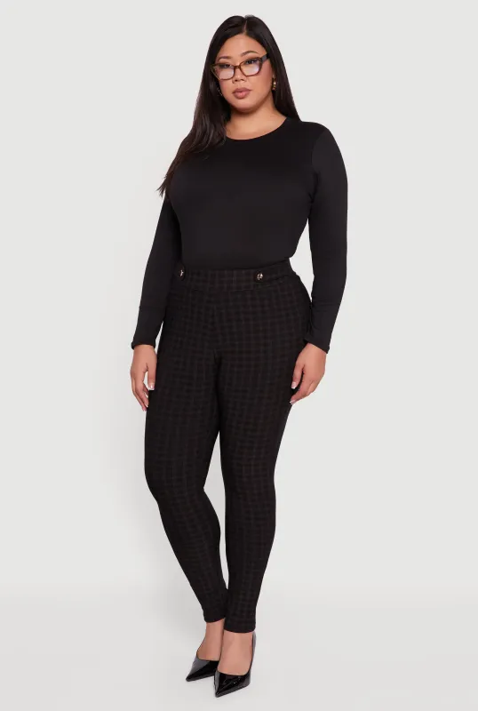 Plus Size High Waisted Plaid Scuba Dress Pants sold by Rainbow