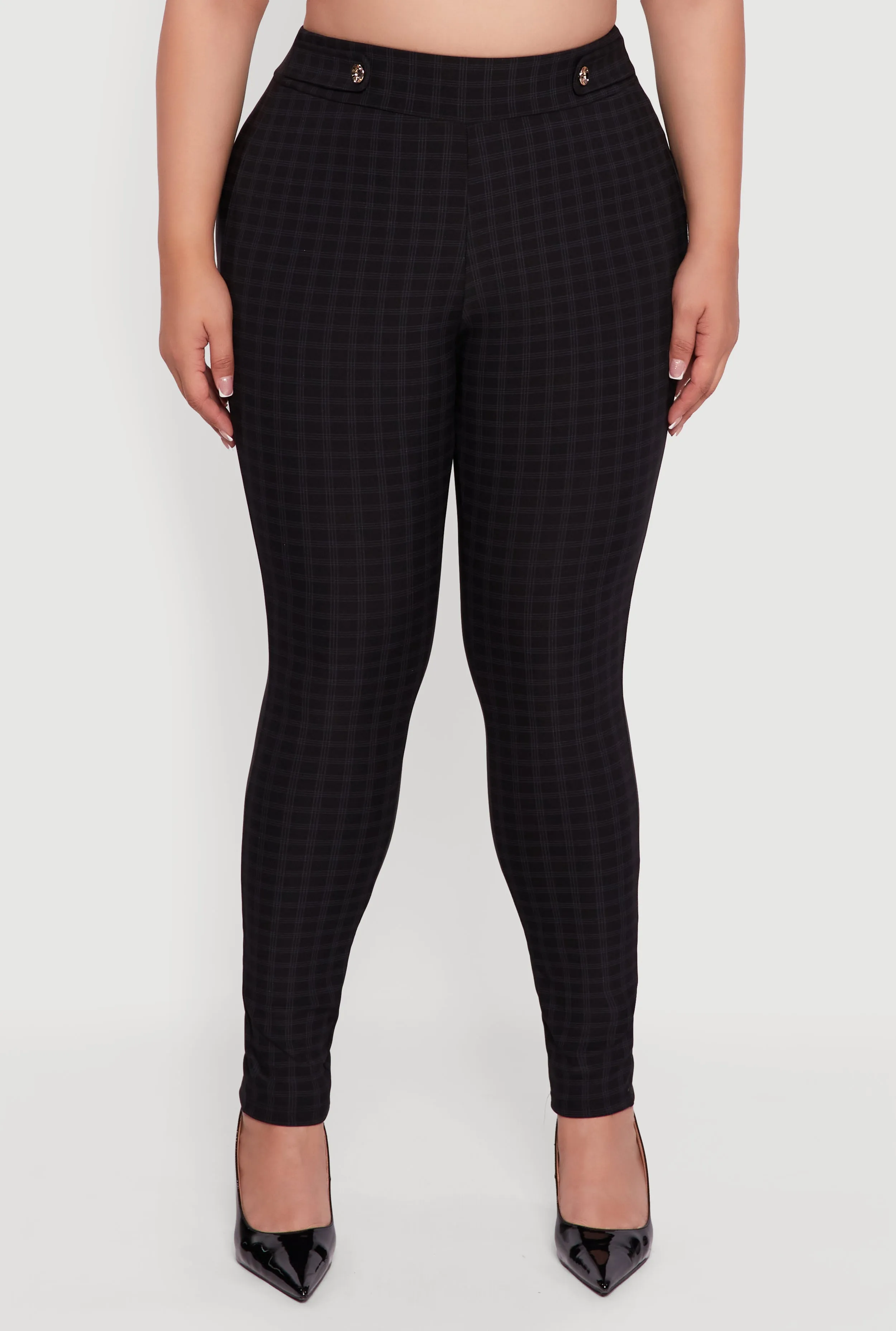 Plus Size High Waisted Plaid Scuba Dress Pants sold by Rainbow product image thumbnail 5