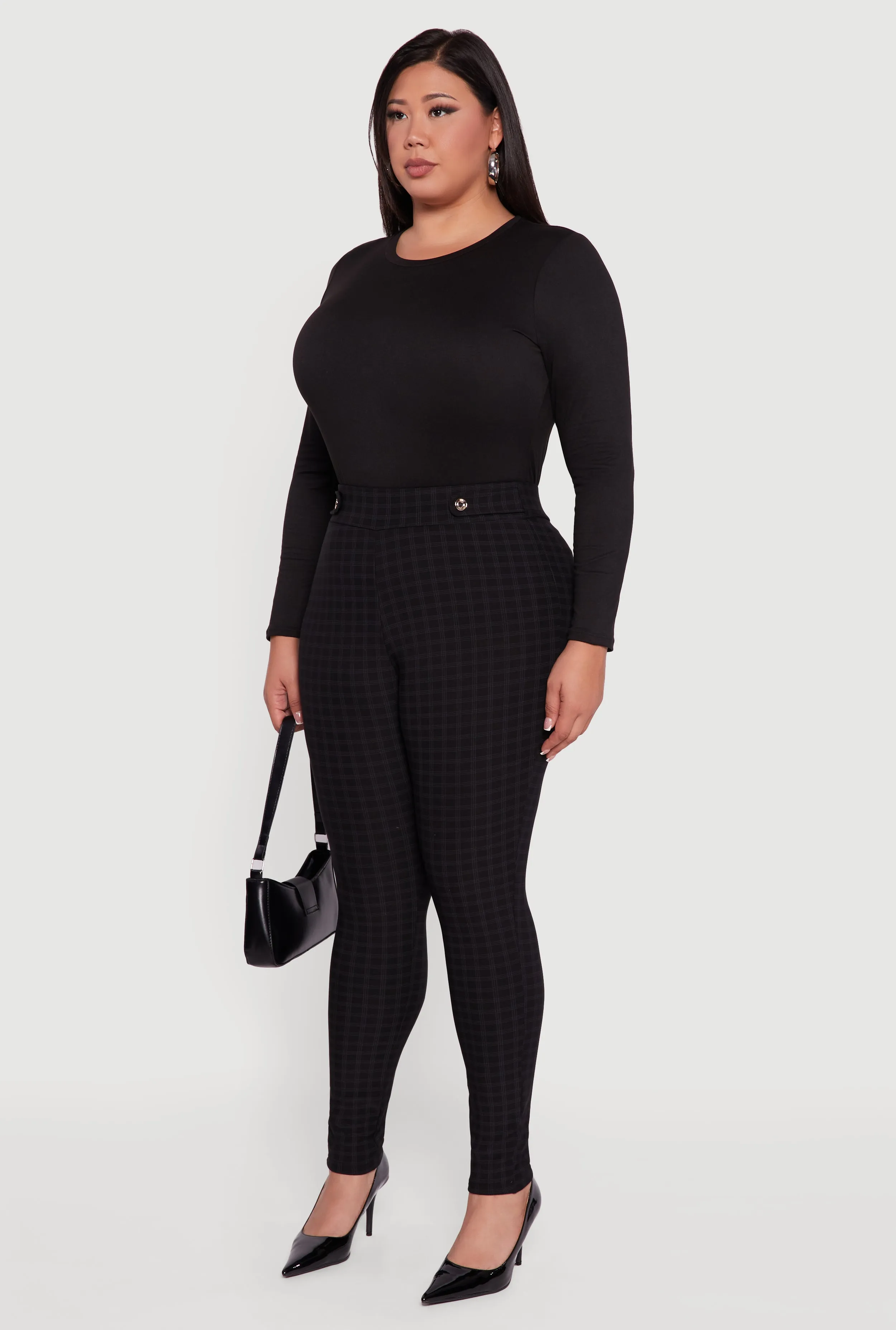 Plus Size High Waisted Plaid Scuba Dress Pants sold by Rainbow product image thumbnail 3