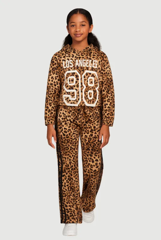 Girls Los Angeles 98 Leopard Print Hoodie and Sweatpants sold by Rainbow