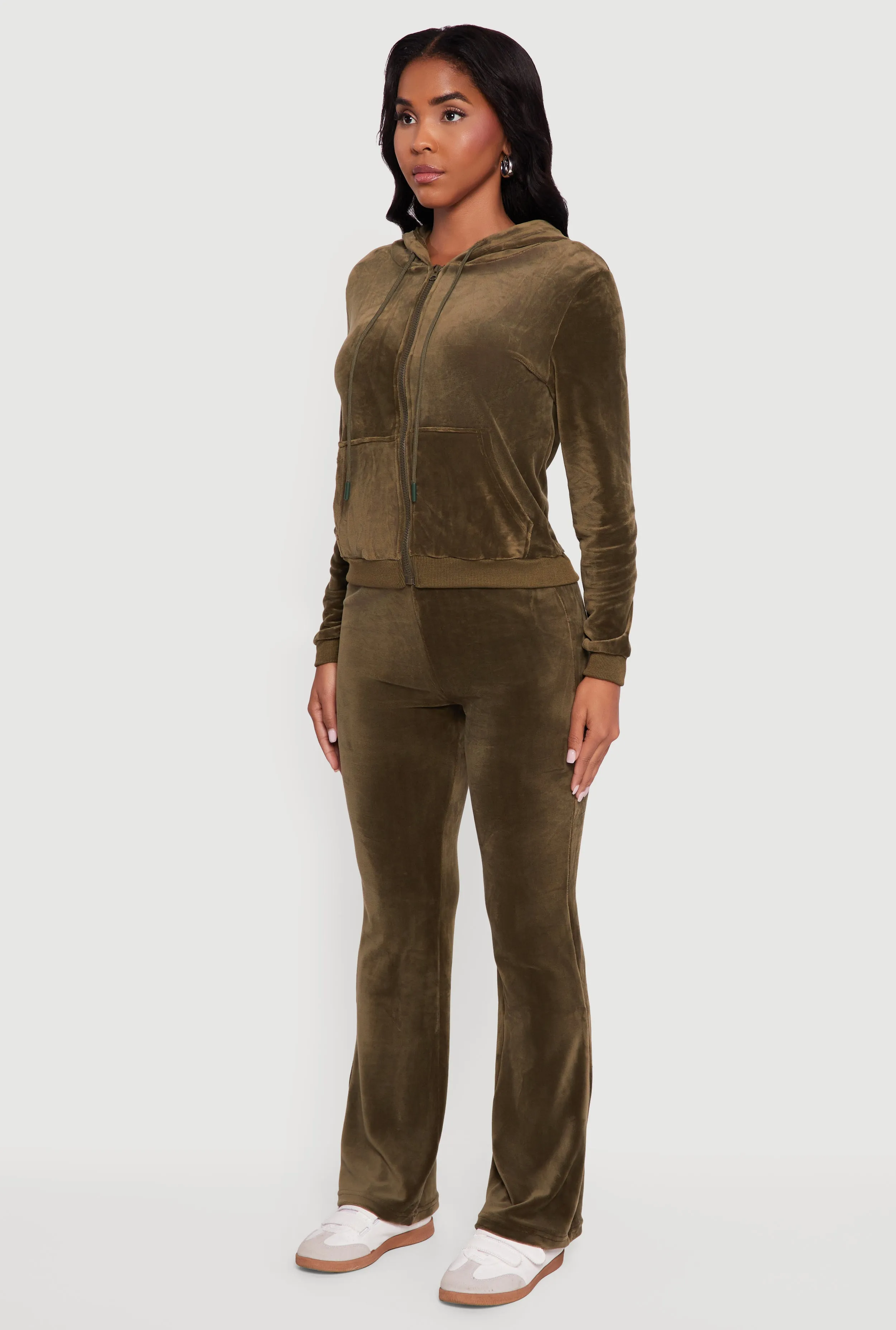 Velour Zip Front Drawstring Hoodie sold by Rainbow product image thumbnail 5