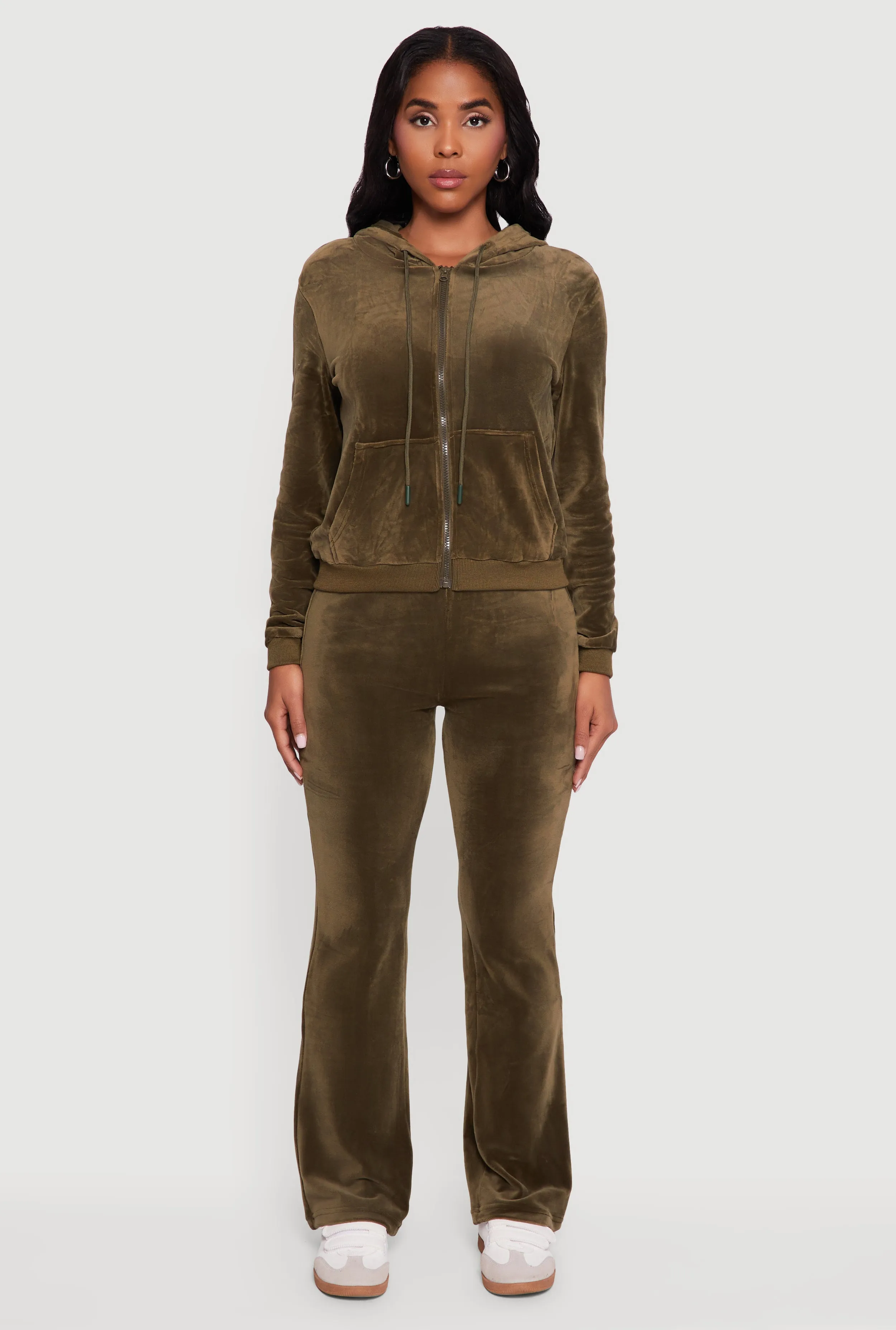 Velour Zip Front Drawstring Hoodie sold by Rainbow product image thumbnail 3