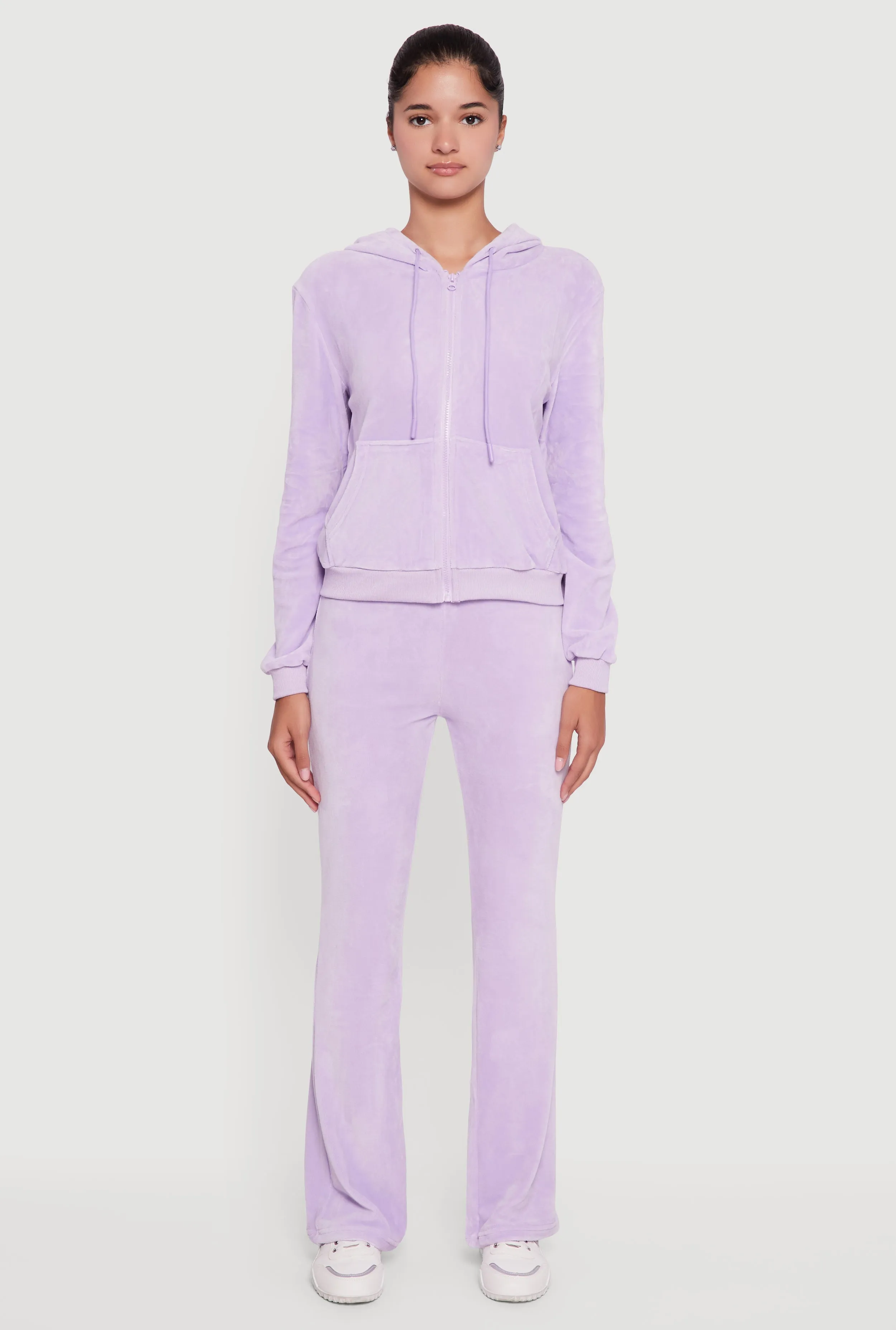 Velour Zip Front Drawstring Hoodie sold by Rainbow product image thumbnail 3