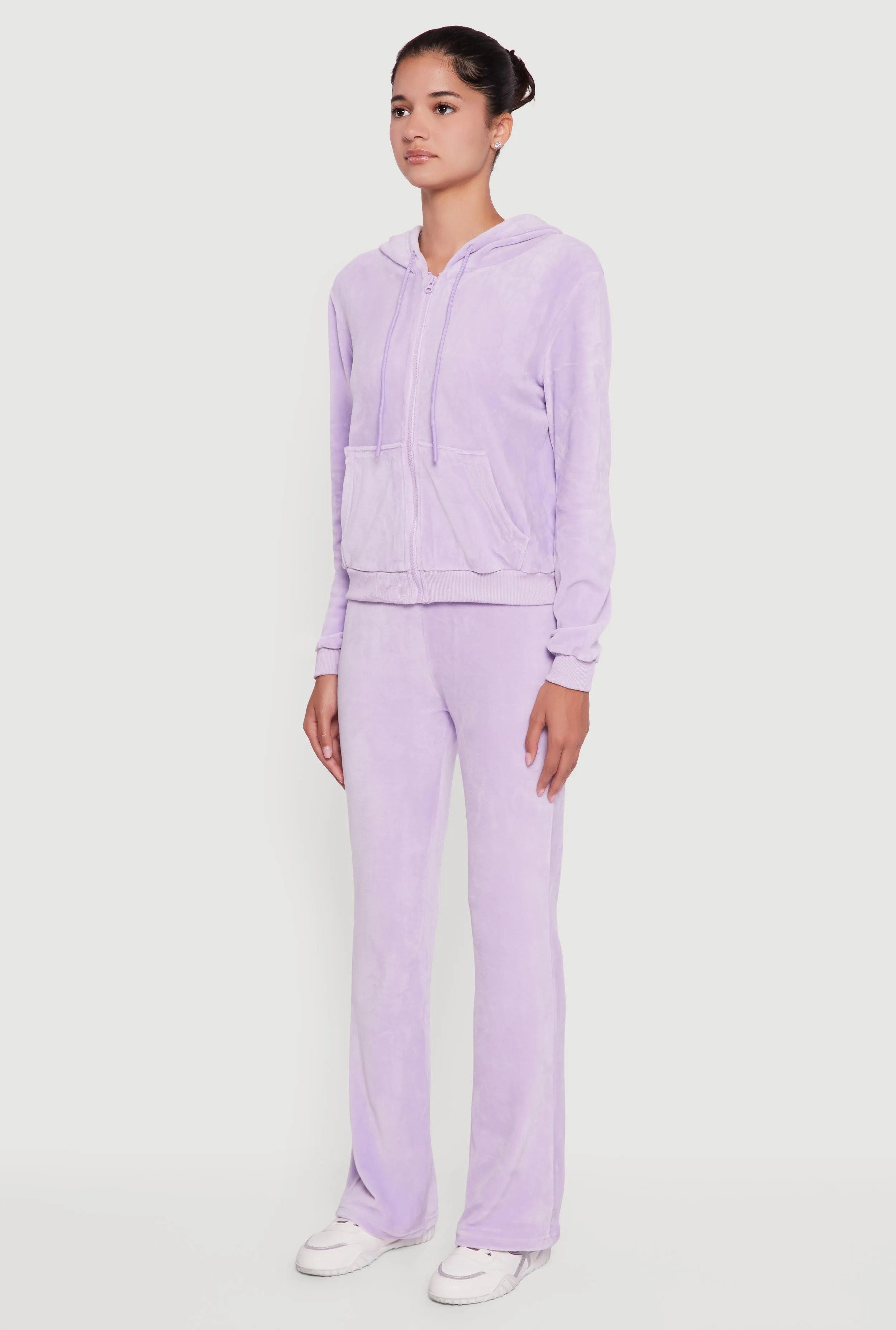 Velour Zip Front Drawstring Hoodie sold by Rainbow product image thumbnail 5