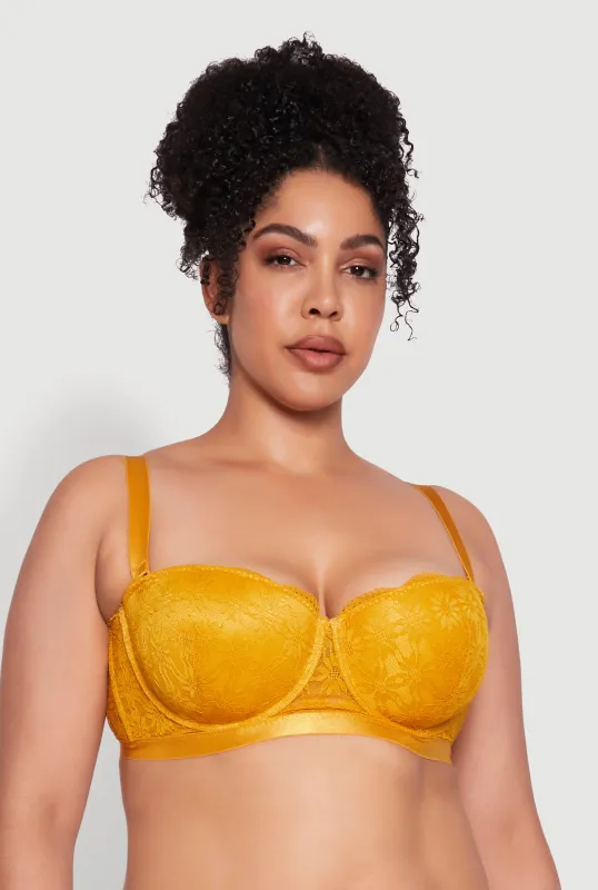 Plus Size Lace Push Up Convertible Balconette Bra sold by Rainbow