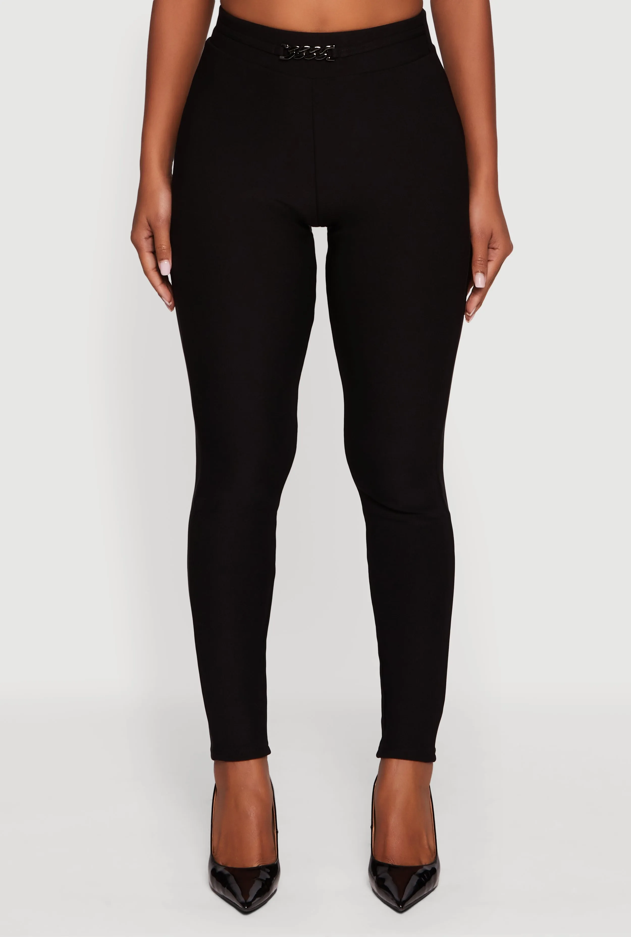 Scuba Chain Link Belted Front Skinny Dress Pants sold by Rainbow product image thumbnail 5