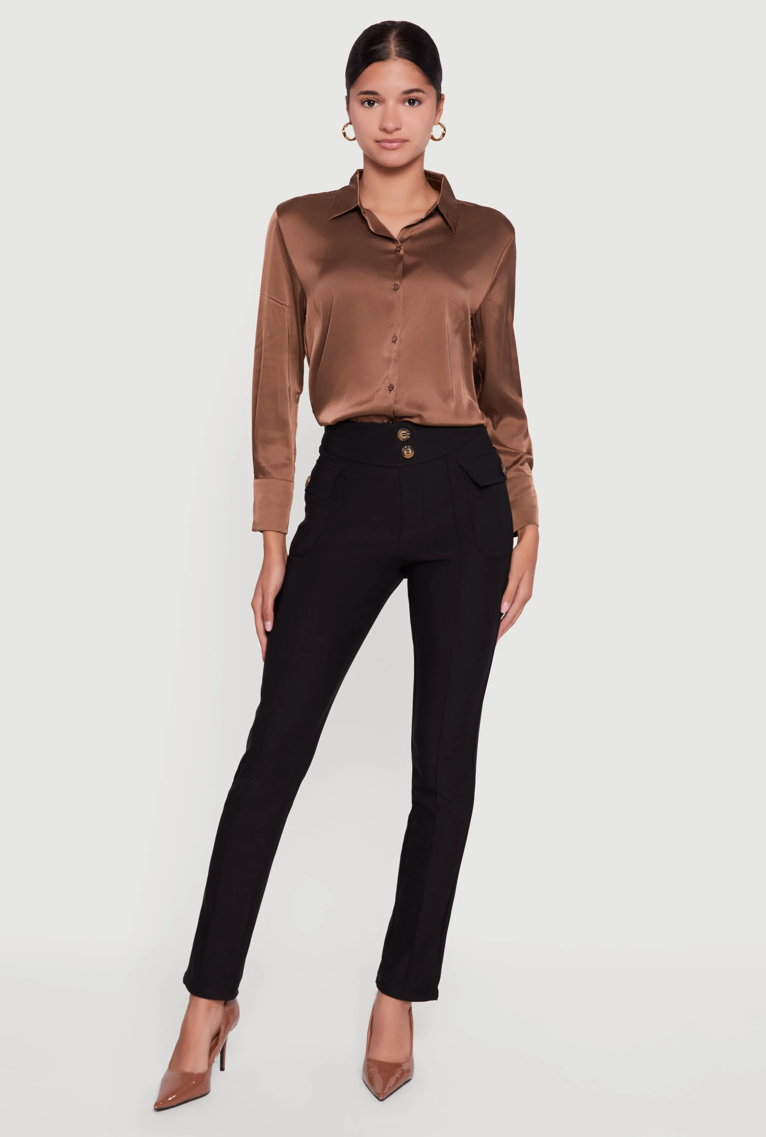Slim Leg Scuba Dress Pants with Cargo Pockets sold by Rainbow