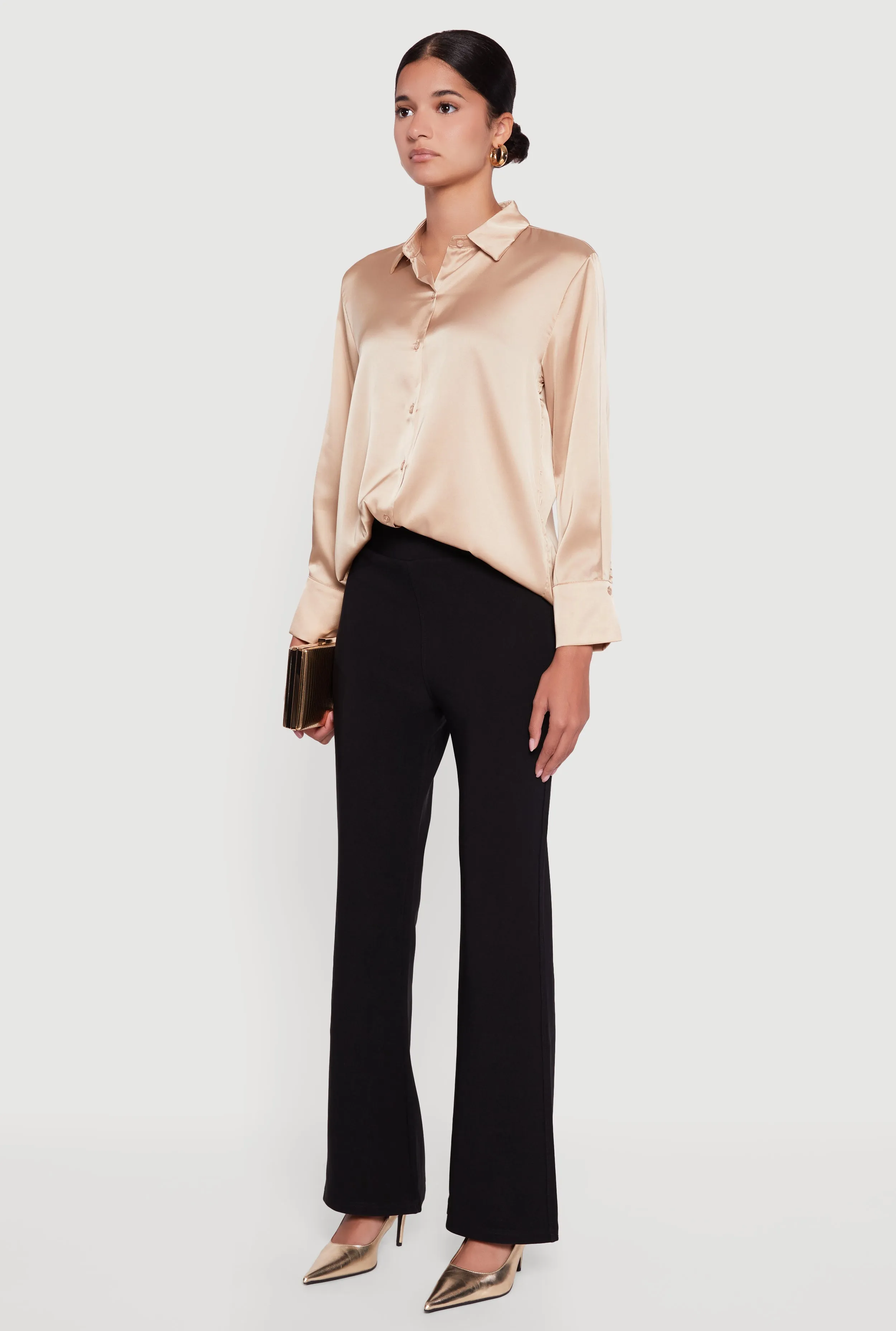 Satin Long Sleeve Button Front Shirt sold by Rainbow product image thumbnail 5