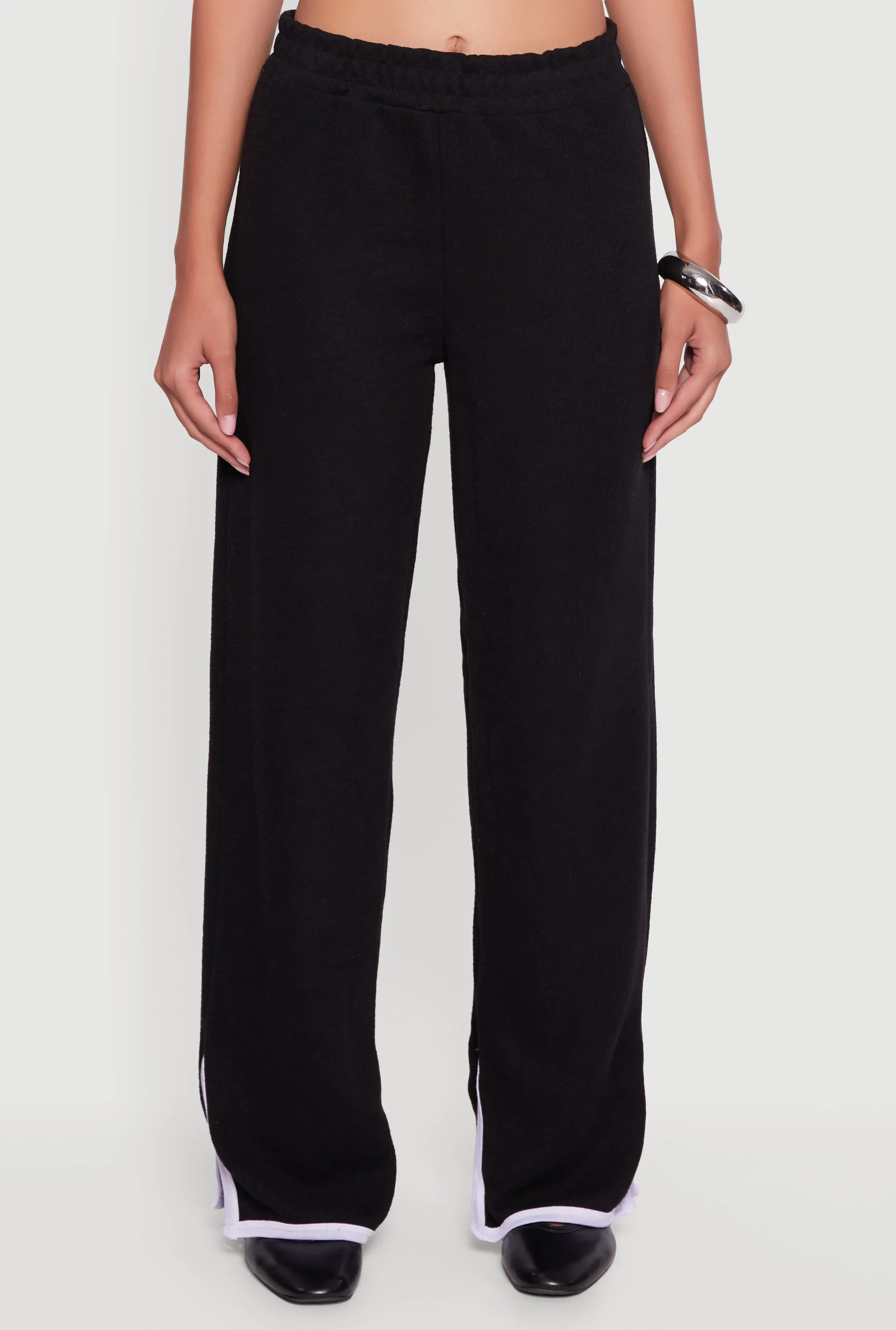 Contrast Trim Slit Hem Wide Leg Pants sold by Rainbow product image thumbnail 3