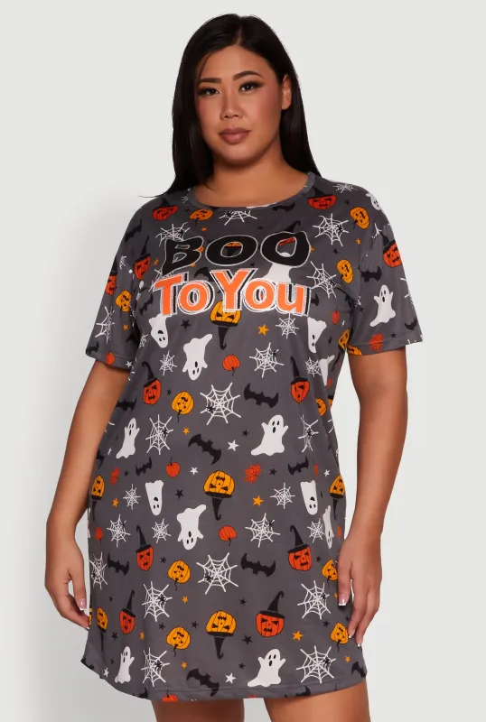 Plus Size Halloween Boo To You Graphic Sleepshirt sold by Rainbow