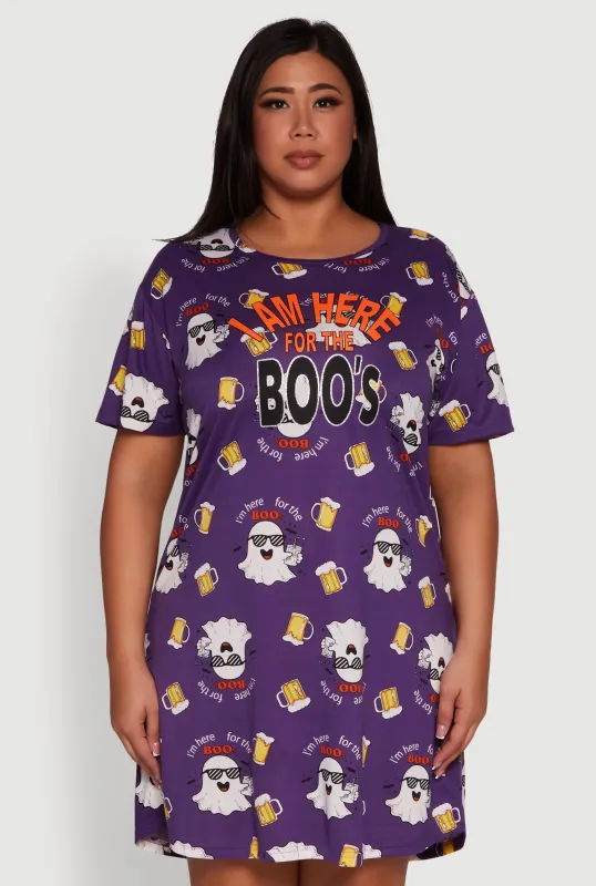 Plus Size I Am Here For The Boos Graphic Sleepshirt sold by Rainbow
