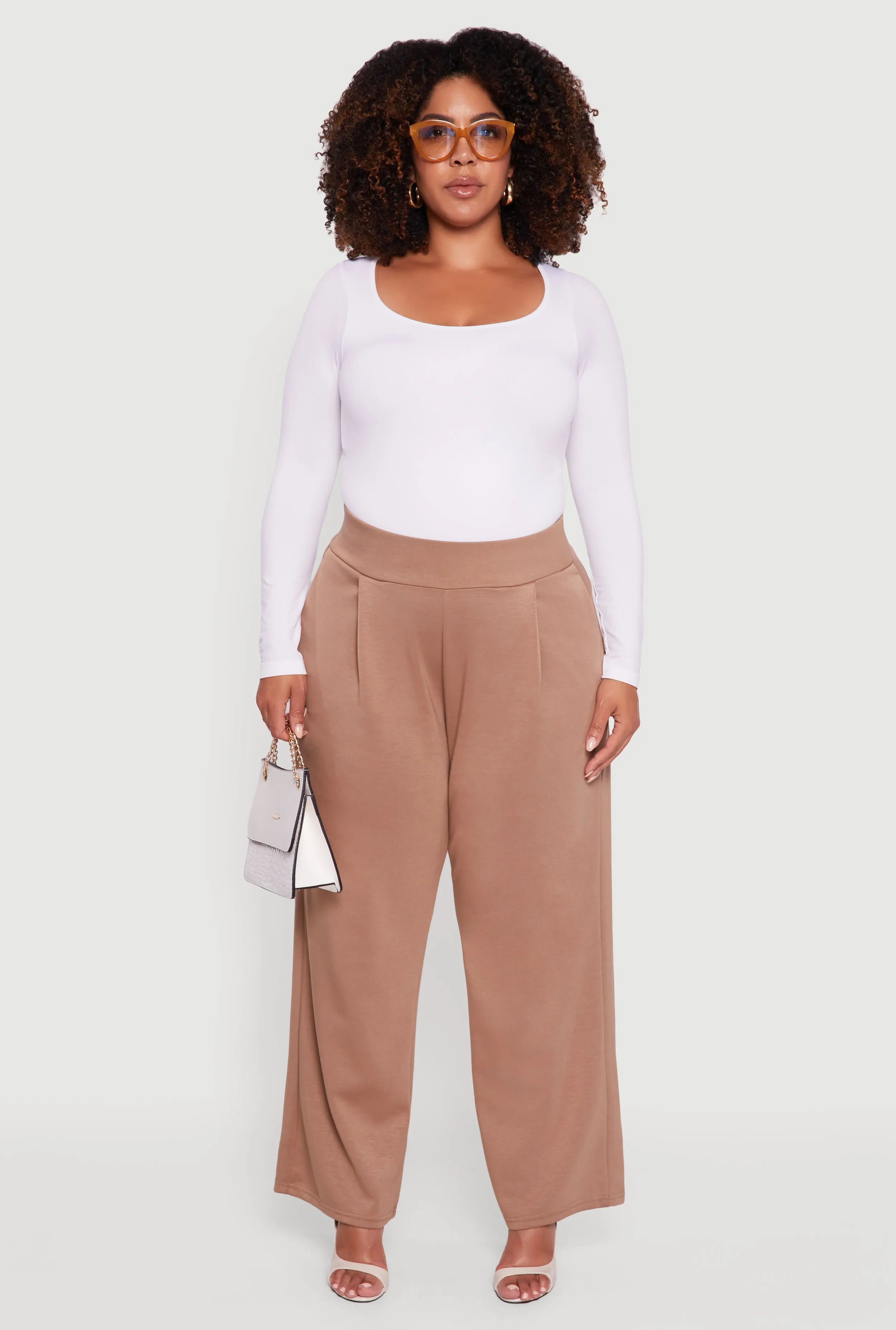 Plus Size High Waisted Wide Leg Pants with Pockets sold by Rainbow product image thumbnail 2