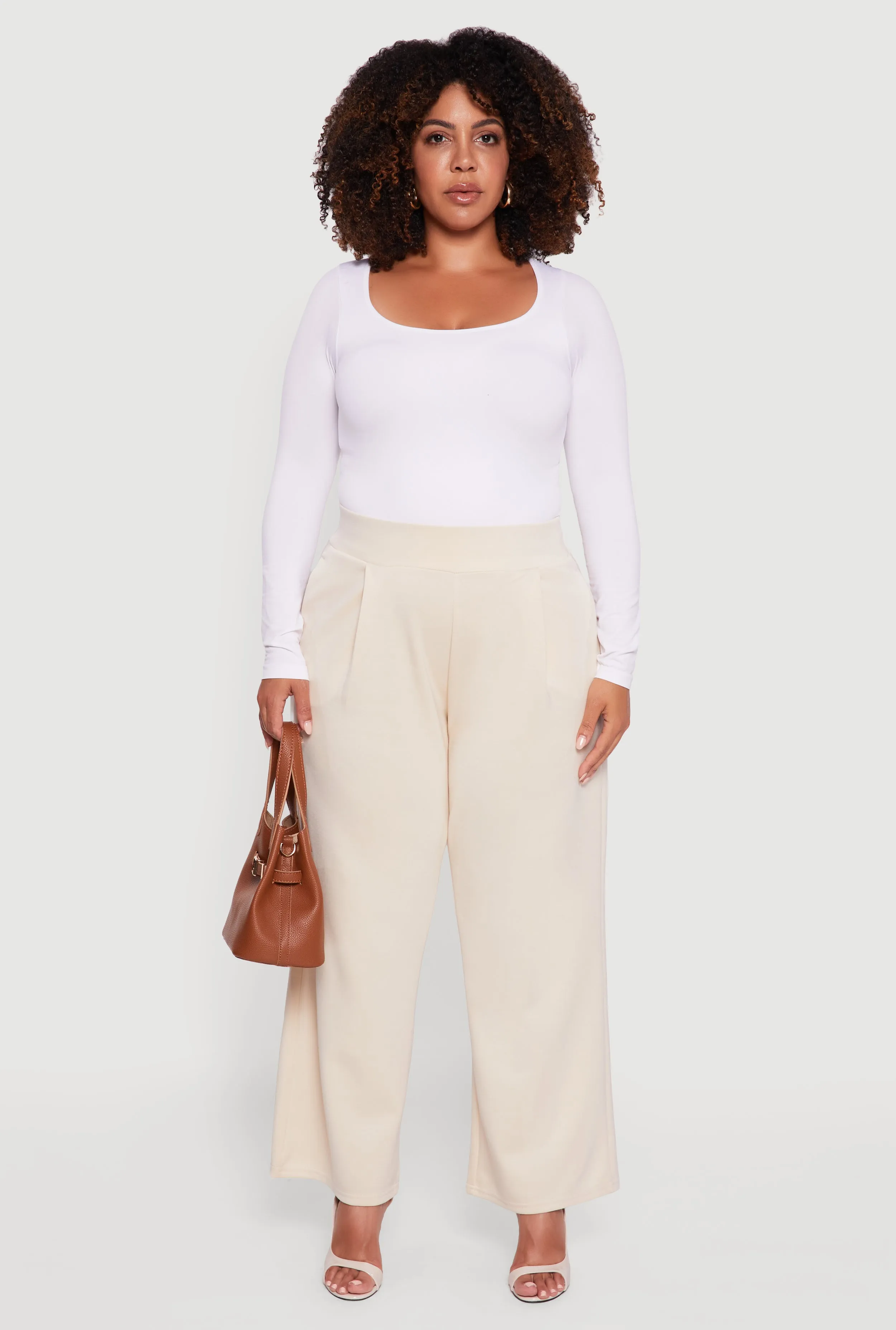 Plus Size High Waisted Wide Leg Pants with Pockets sold by Rainbow product image thumbnail 2