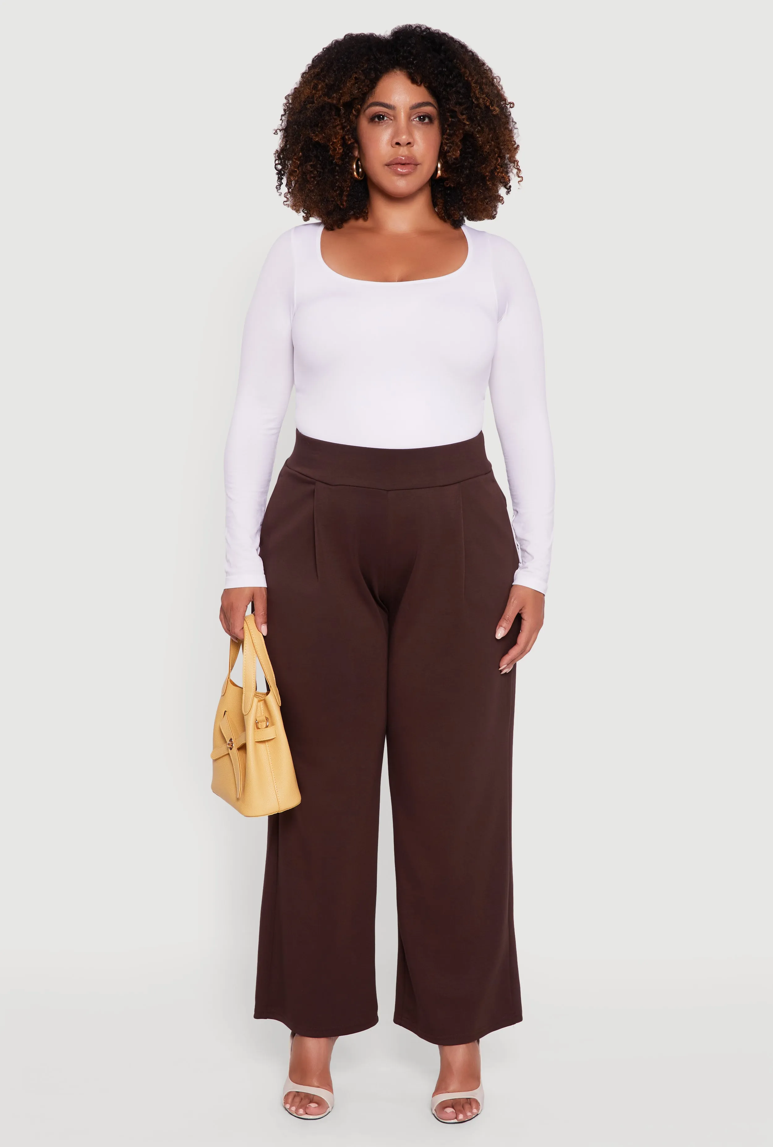Plus Size High Waisted Wide Leg Pants with Pockets sold by Rainbow product image thumbnail 2