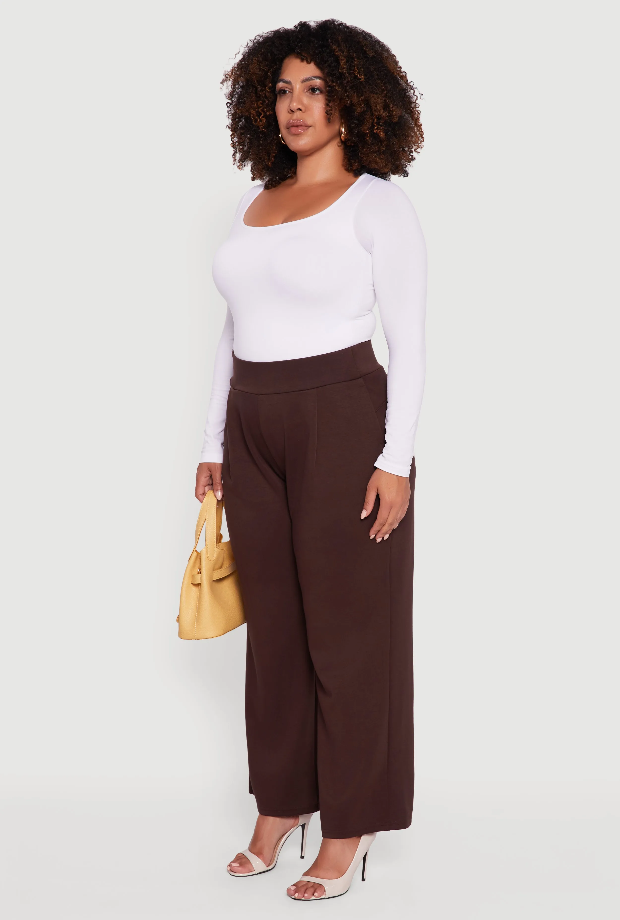 Plus Size High Waisted Wide Leg Pants with Pockets sold by Rainbow product image thumbnail 3