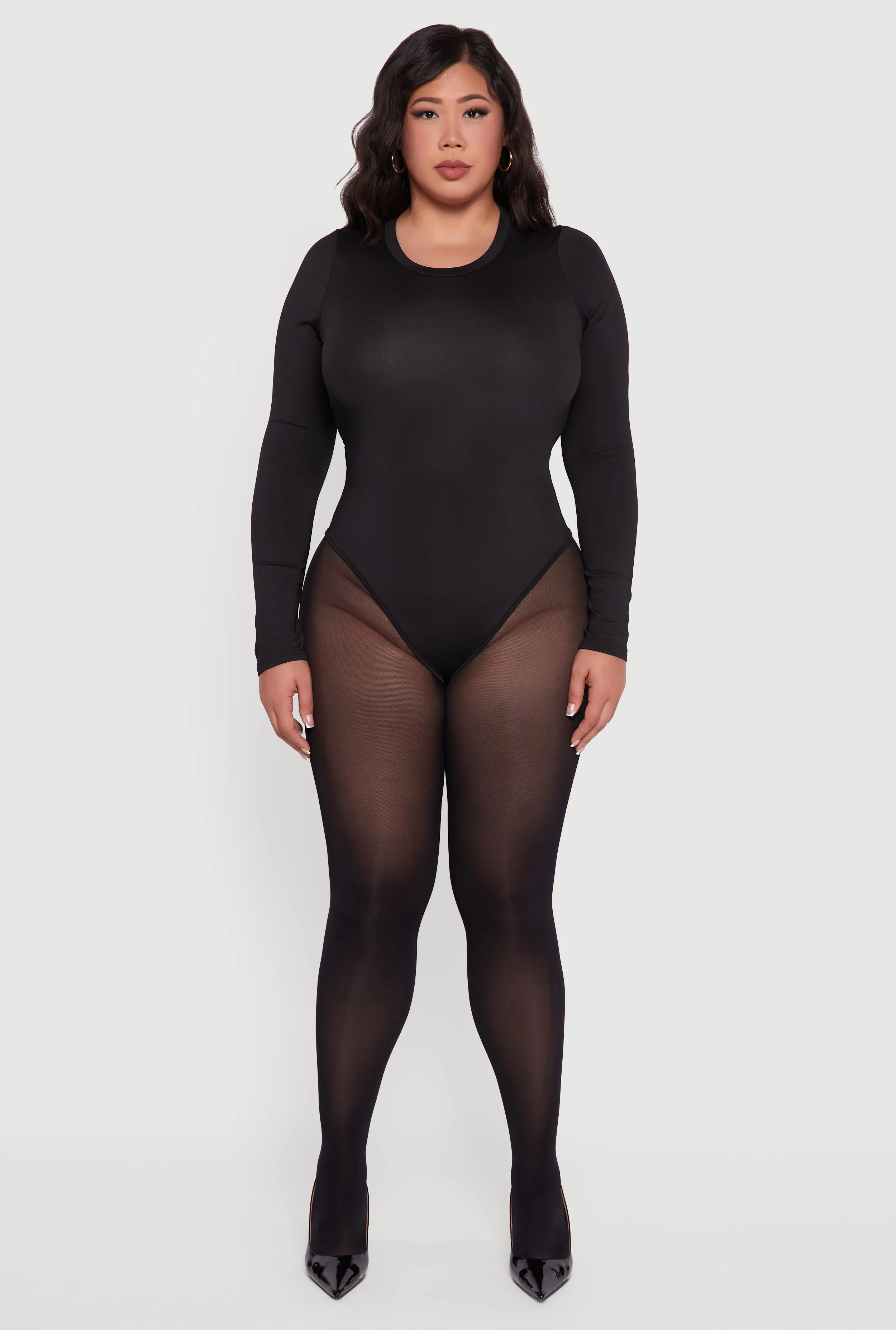 Plus Size Long Sleeve Crew Neck Bodysuit sold by Rainbow product image thumbnail 3