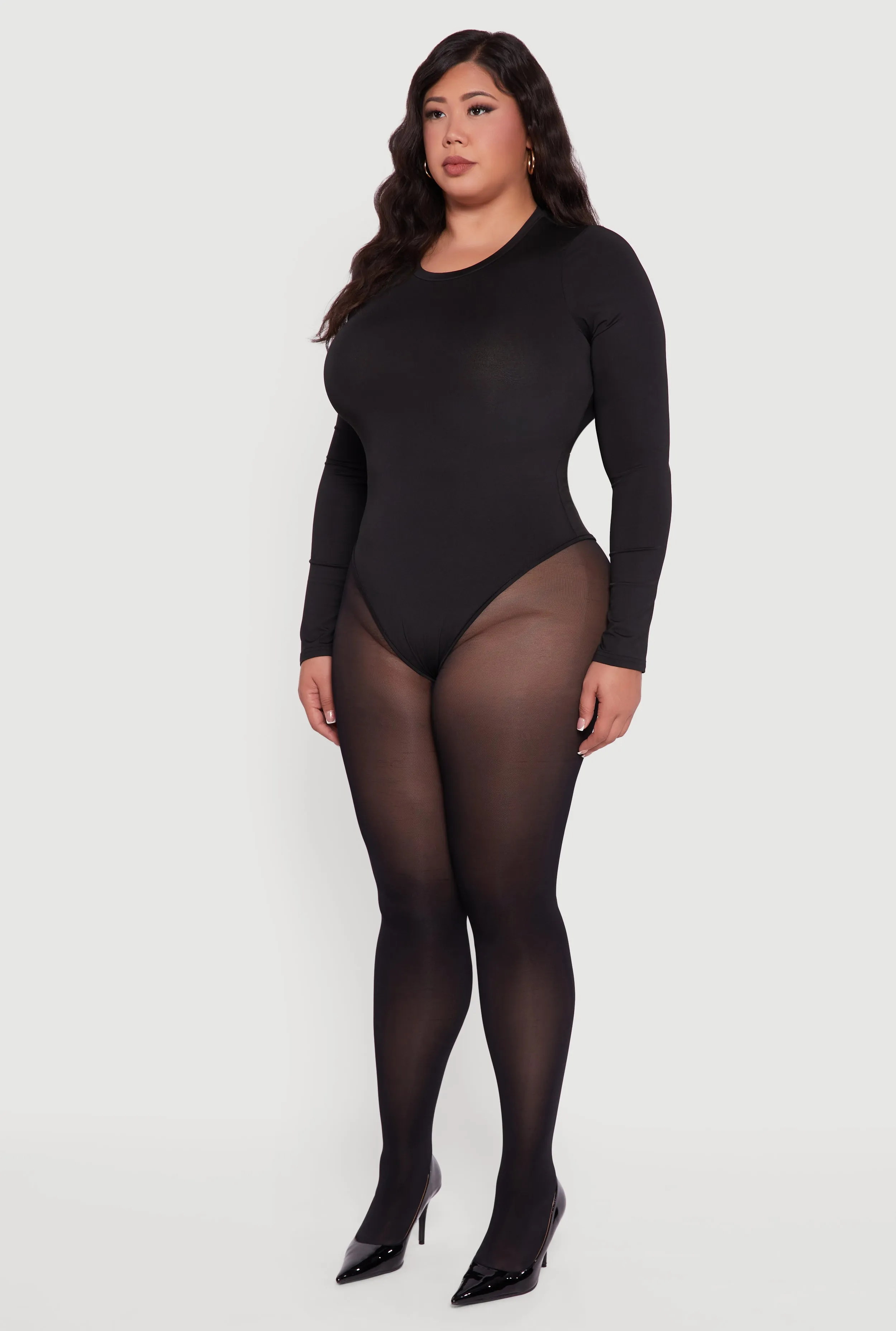Plus Size Long Sleeve Crew Neck Bodysuit sold by Rainbow product image thumbnail 5