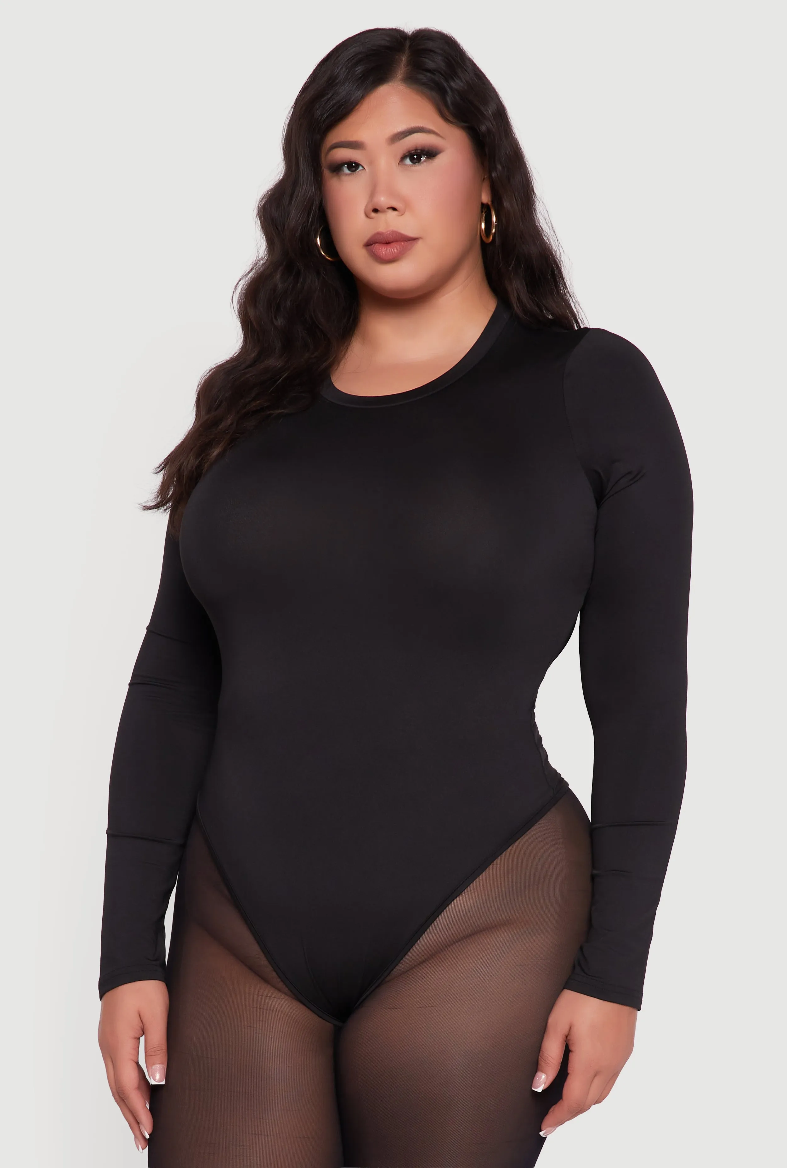 Plus Size Long Sleeve Crew Neck Bodysuit sold by Rainbow product image thumbnail 2
