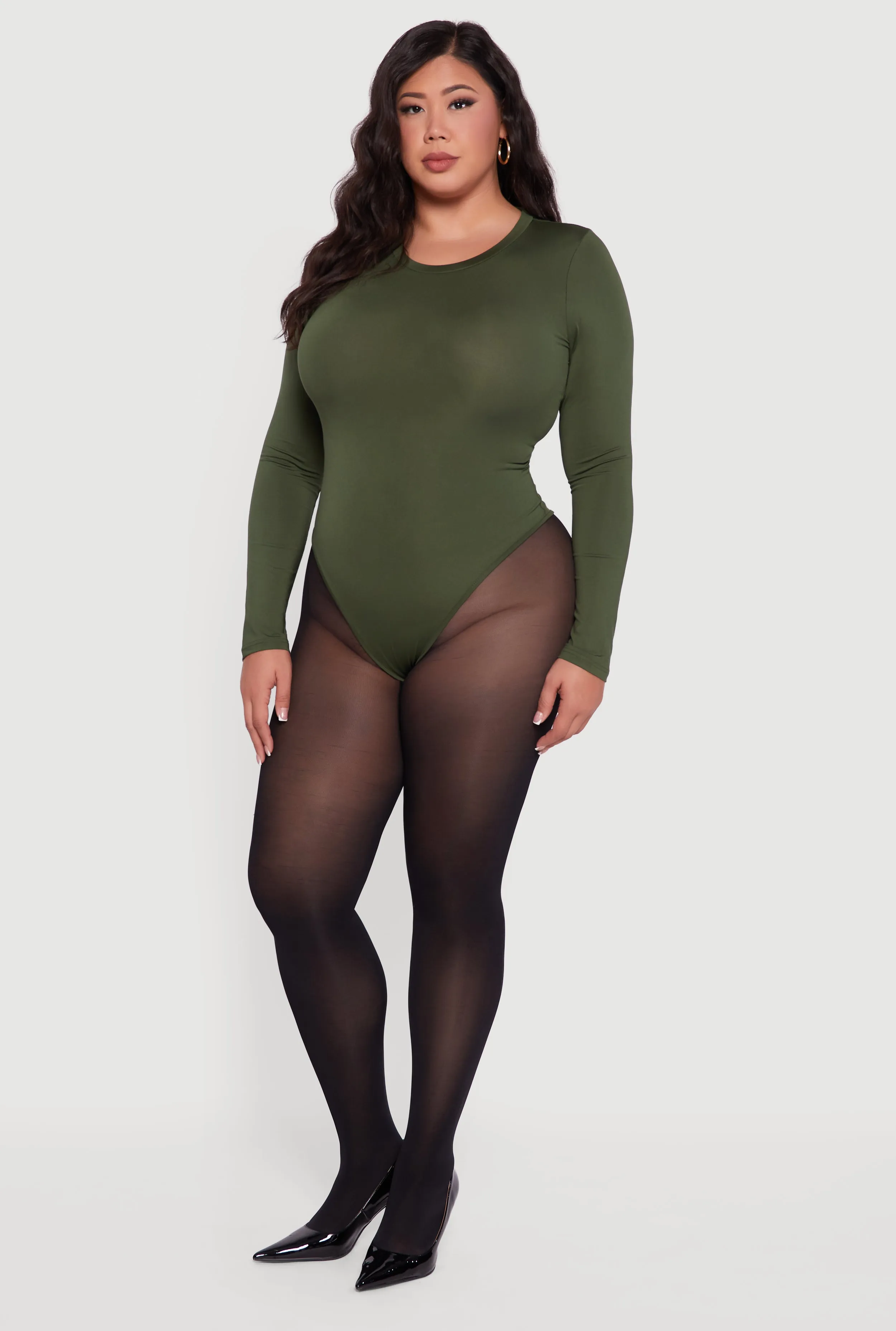 Plus Size Long Sleeve Crew Neck Bodysuit sold by Rainbow product image thumbnail 4