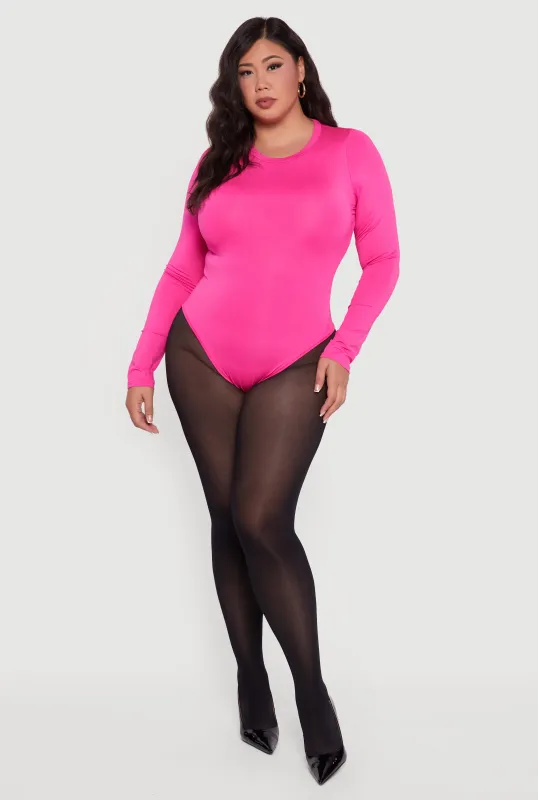 Plus Size Long Sleeve Crew Neck Bodysuit sold by Rainbow