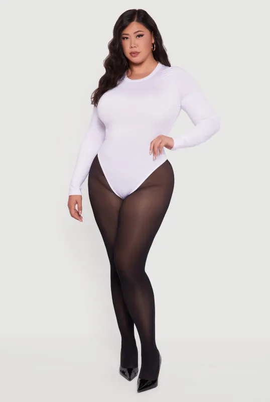 Plus Size Long Sleeve Crew Neck Bodysuit sold by Rainbow