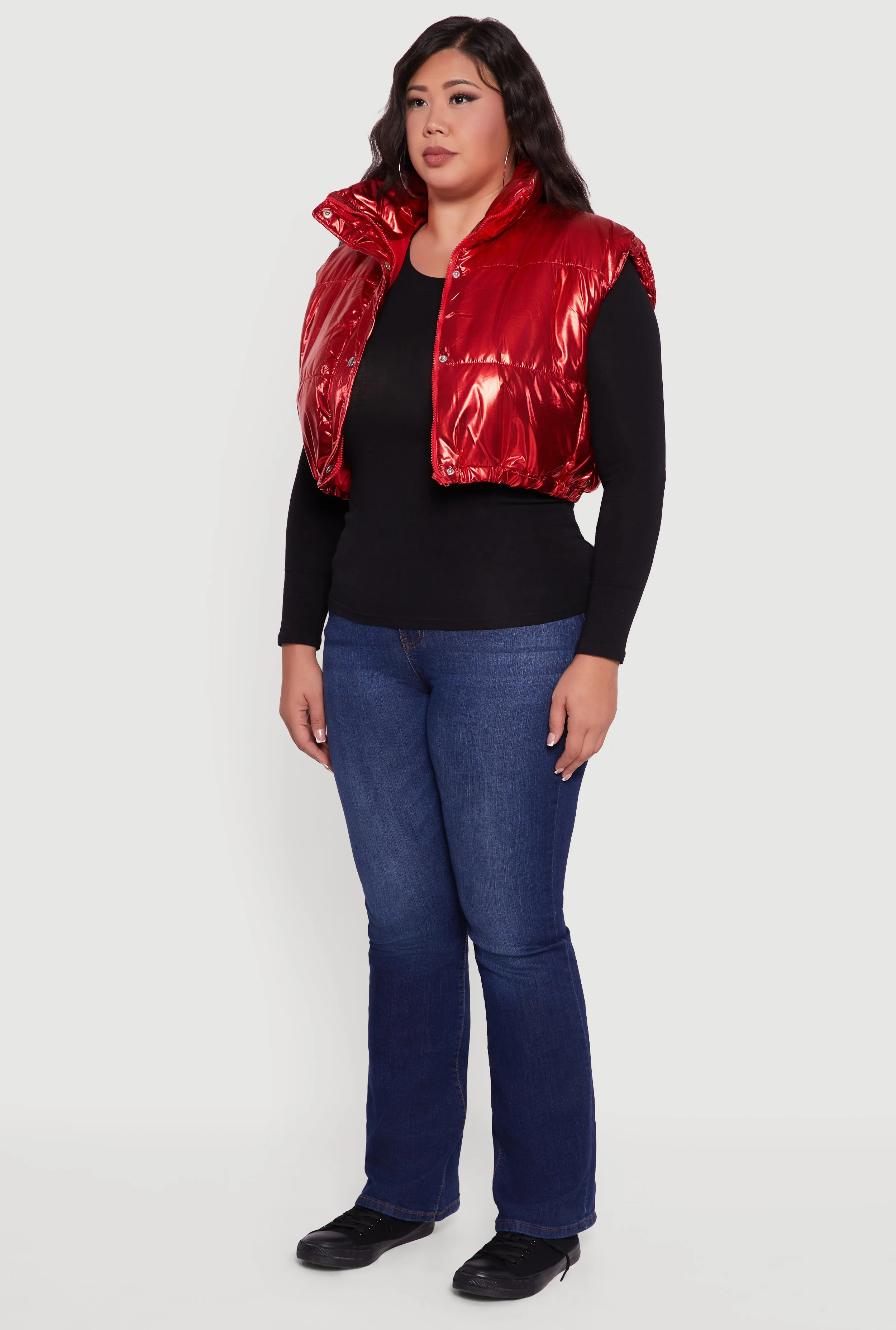 Plus Size Metallic Cropped Puffer Vest sold by Rainbow product image thumbnail 5