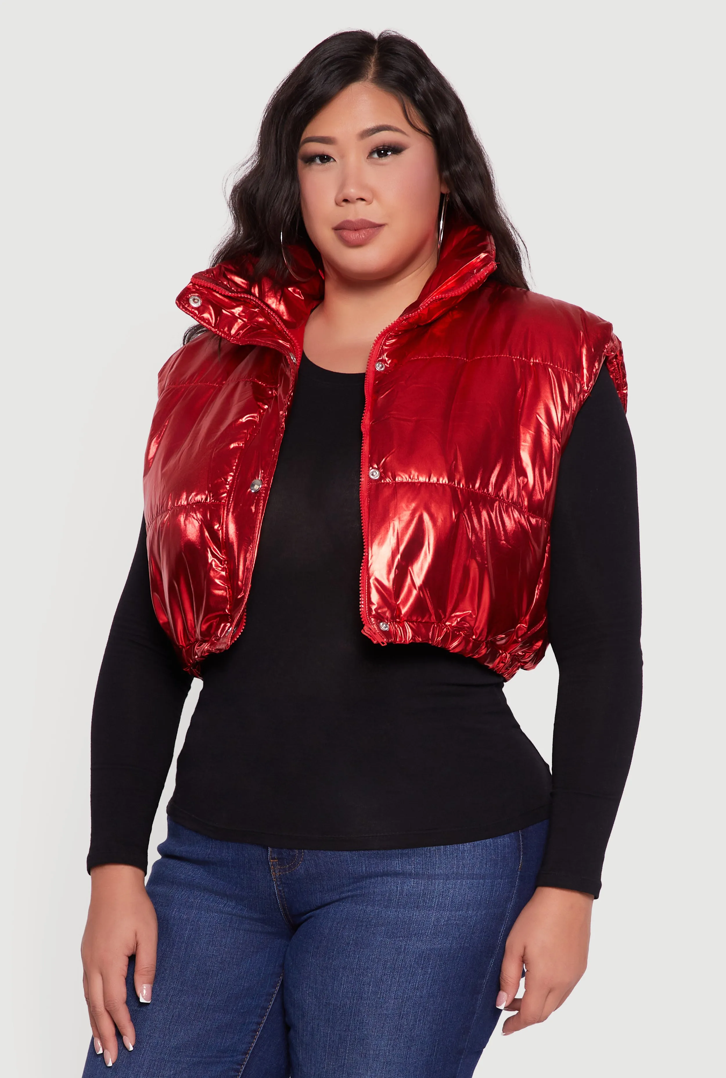 Plus Size Metallic Cropped Puffer Vest sold by Rainbow product image thumbnail 2