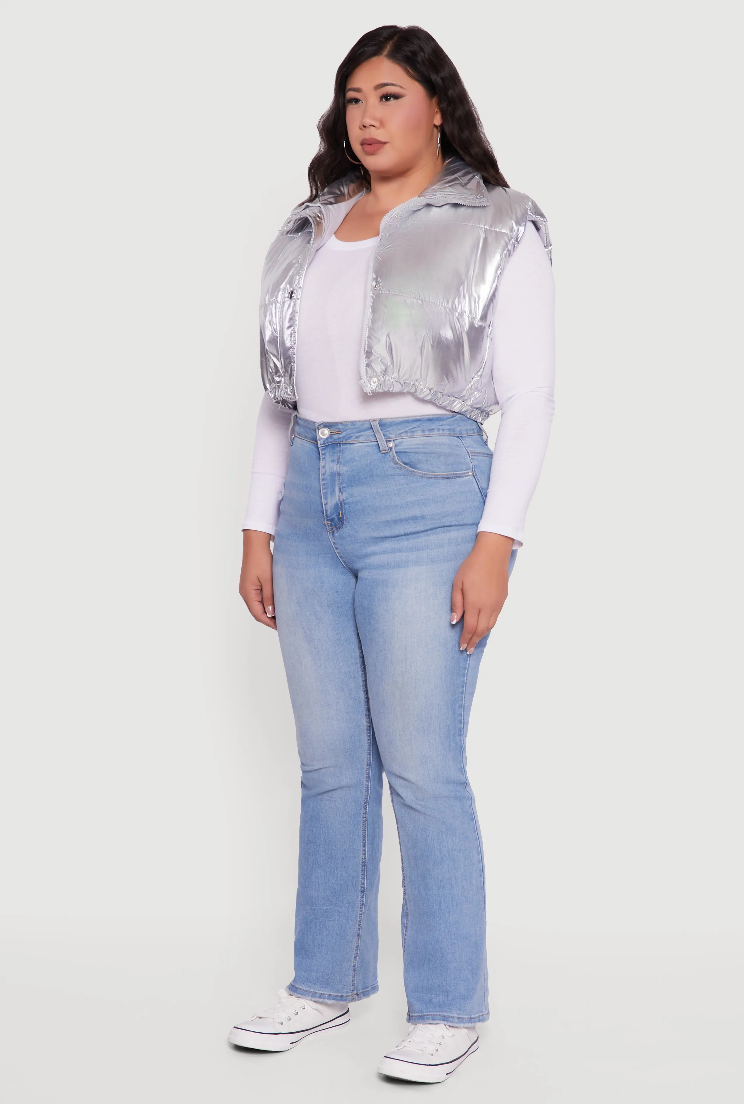 Plus Size Metallic Cropped Puffer Vest sold by Rainbow product image thumbnail 5