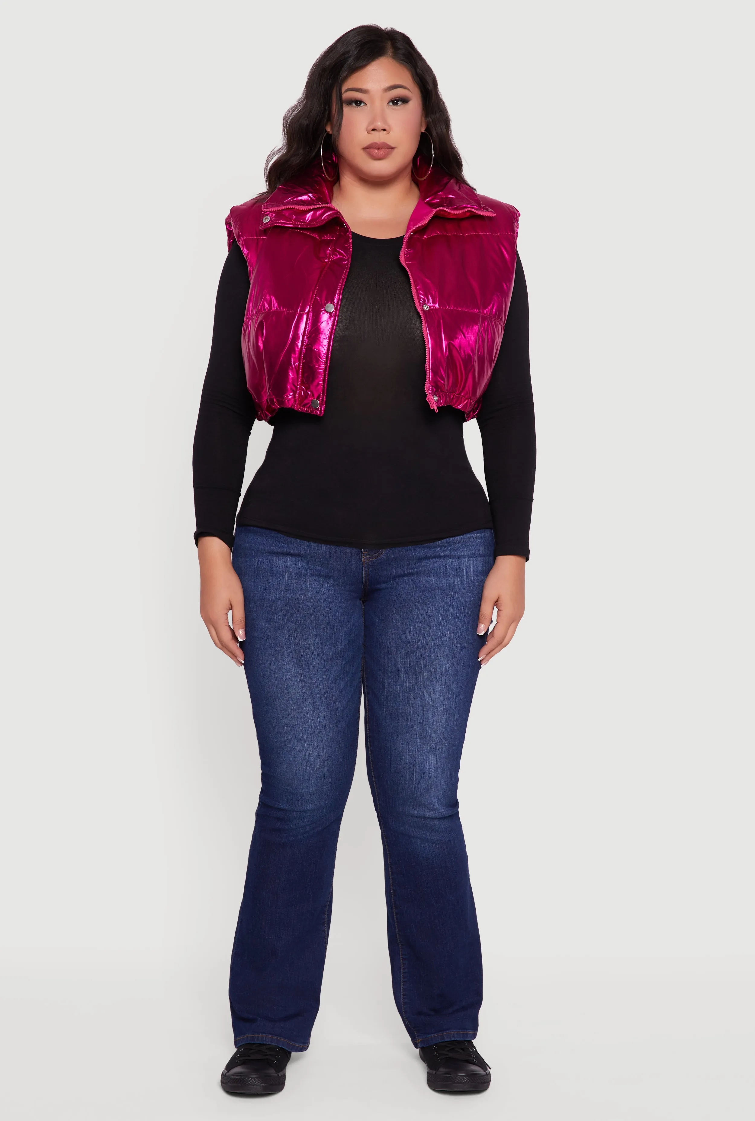 Plus Size Metallic Cropped Puffer Vest sold by Rainbow product image thumbnail 3