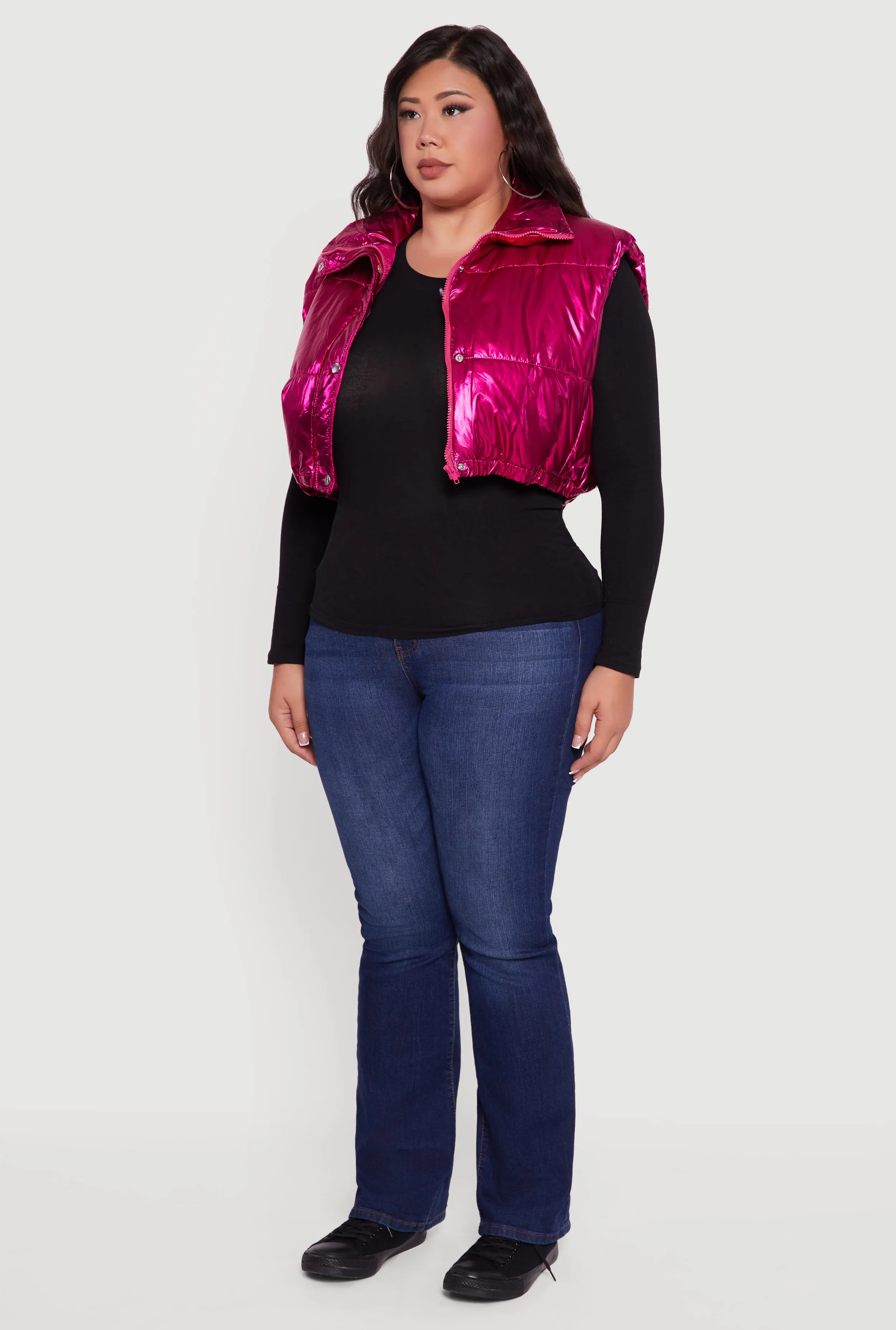 Plus Size Metallic Cropped Puffer Vest sold by Rainbow product image thumbnail 5