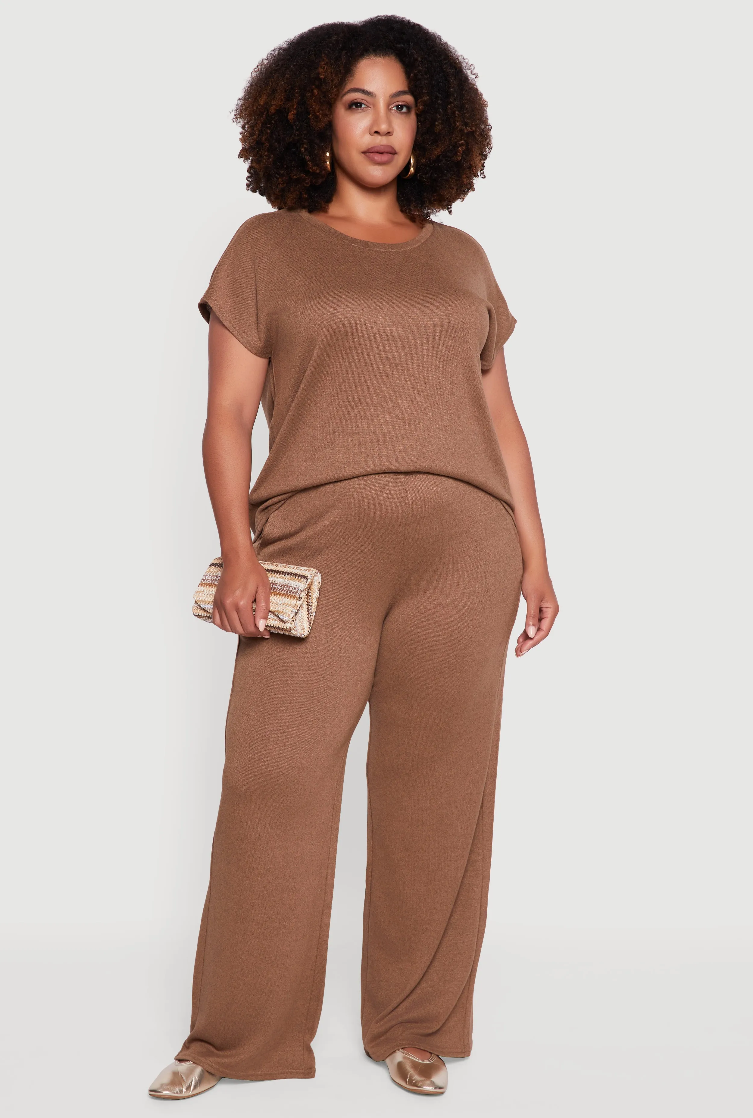 Plus Size Marled Brushed Knit Cap Sleeve Blouse sold by Rainbow product image thumbnail 2