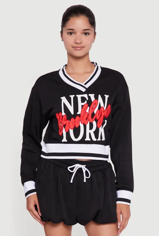 Graphic Print Contrast Trim Crop Sweatshirt sold by Rainbow