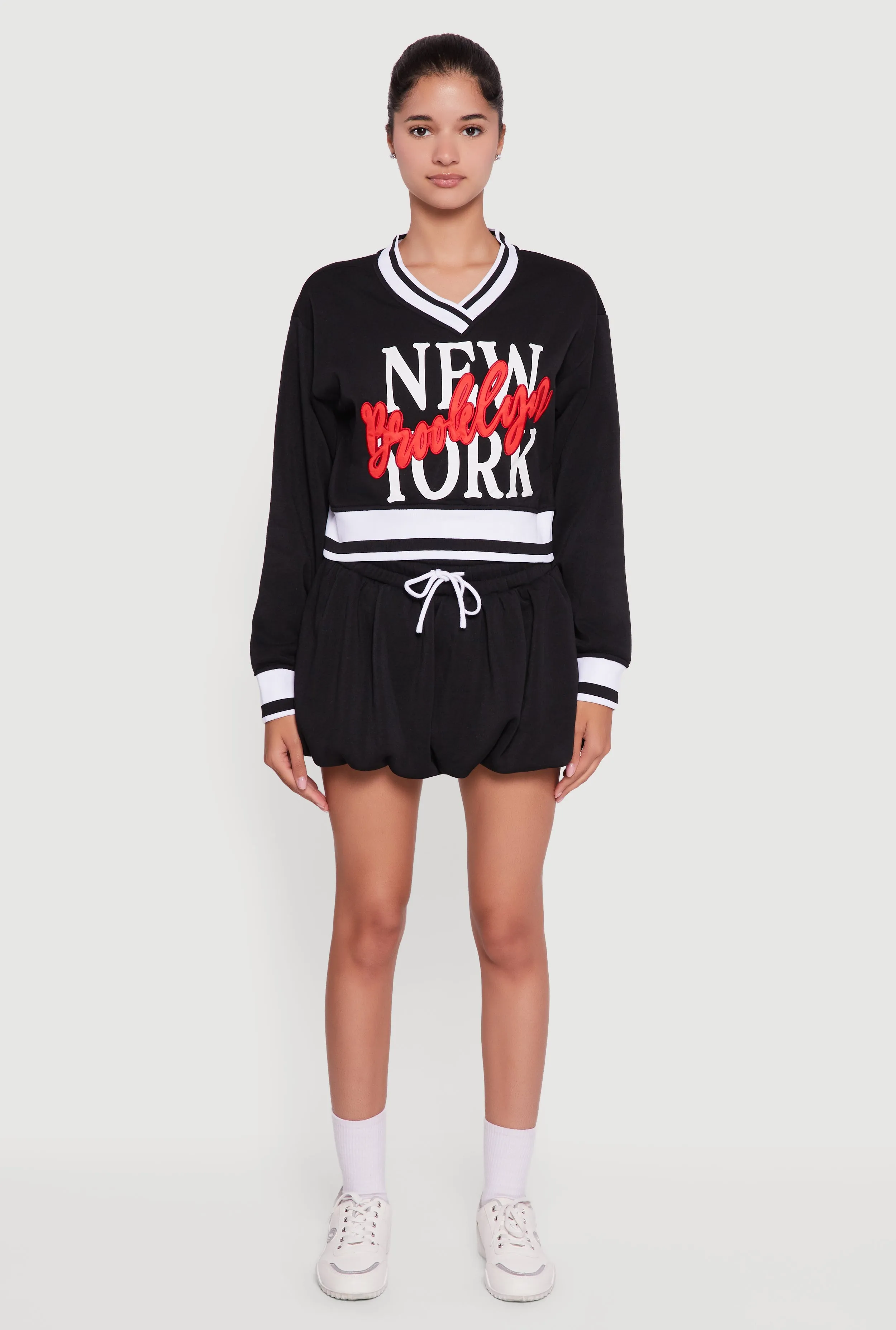 Fleece Lined Drawstring Waist Bubble Skort sold by Rainbow product image thumbnail 2