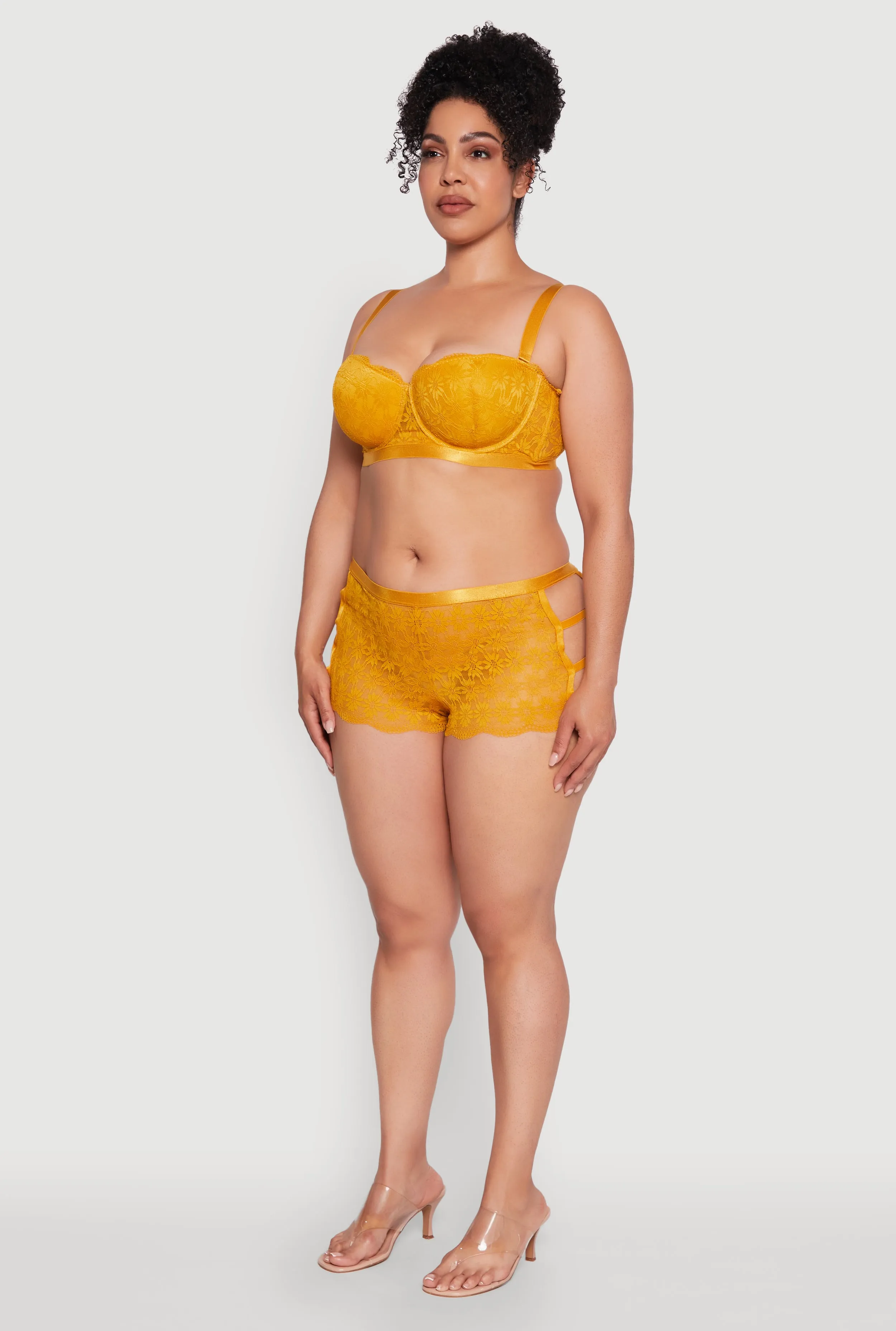 Plus Size Caged Side Sunflower Lace Boyshort Panty sold by Rainbow product image thumbnail 5