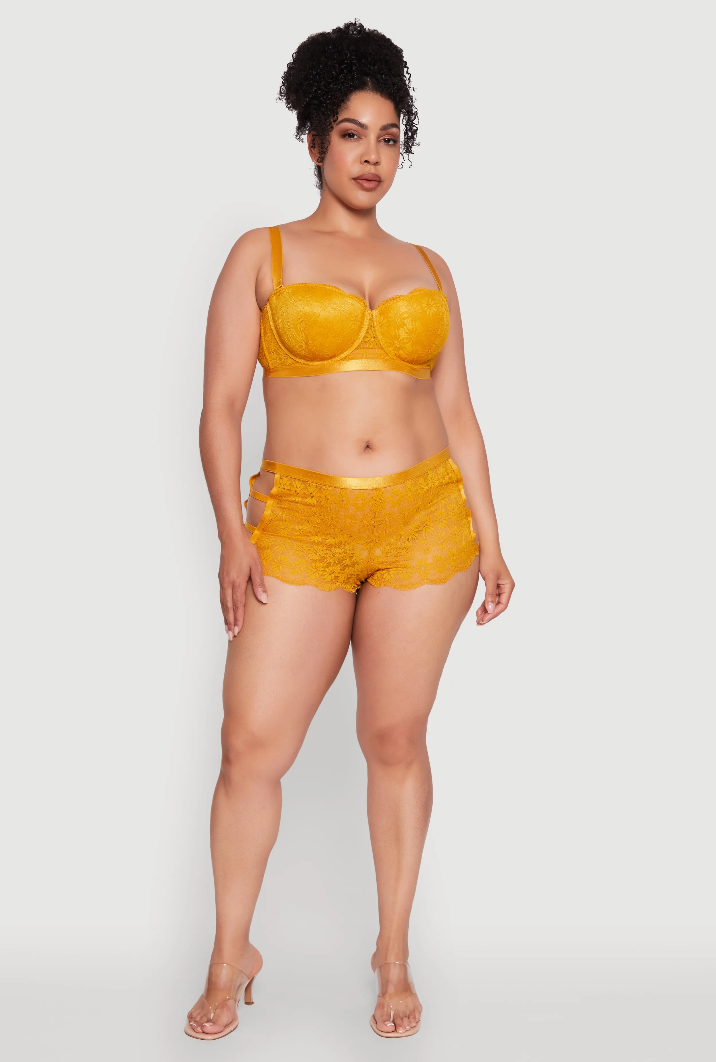 Plus Size Caged Side Sunflower Lace Boyshort Panty sold by Rainbow product image thumbnail 2
