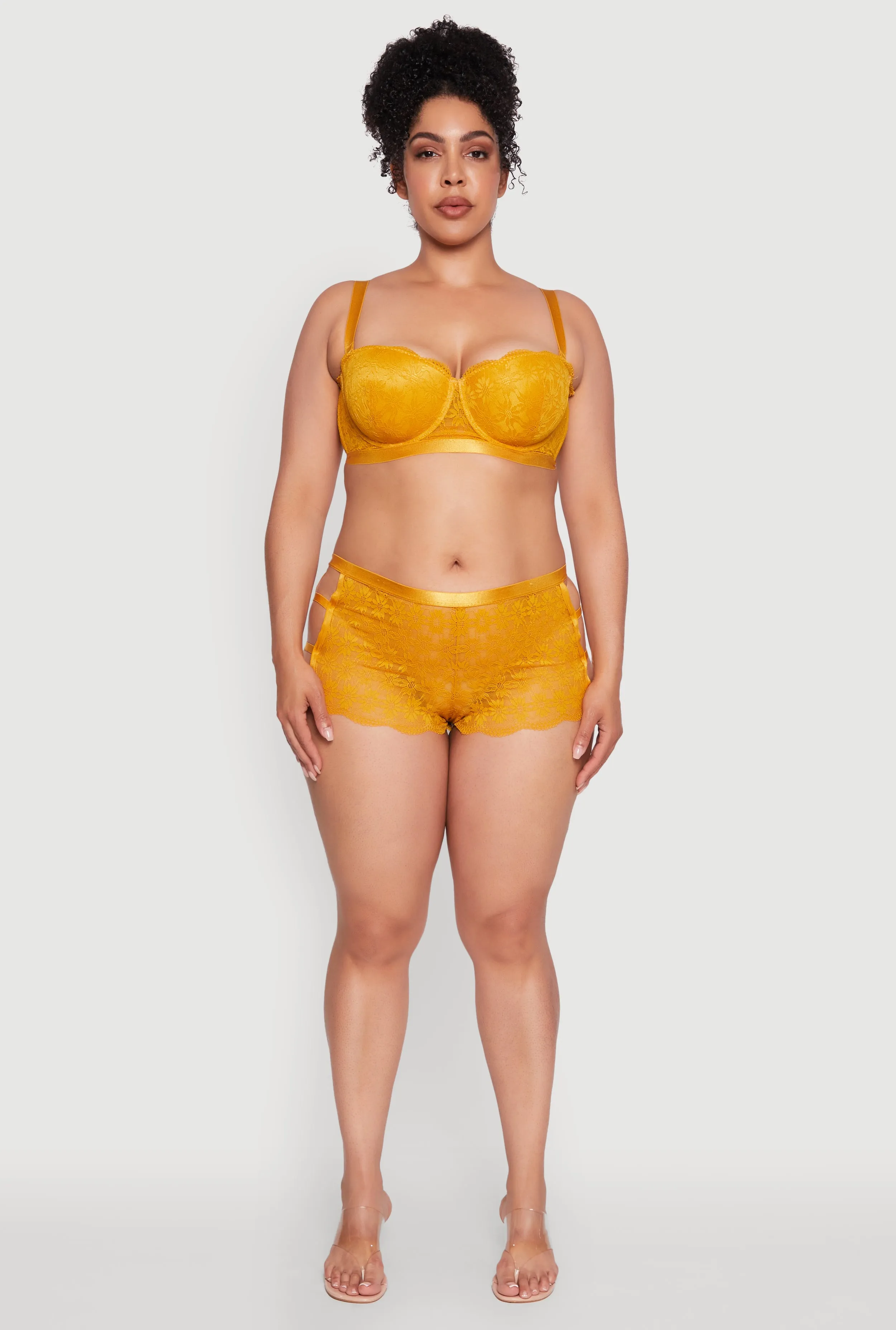 Plus Size Caged Side Sunflower Lace Boyshort Panty sold by Rainbow product image thumbnail 3