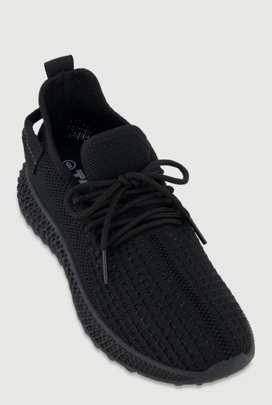 Textured Knit Lace Up Slip On Round Toe Sneakers sold by Rainbow