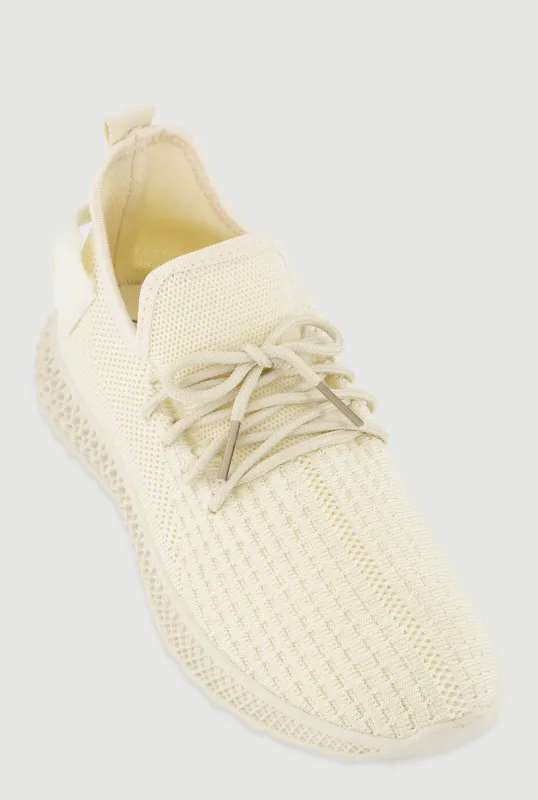 Textured Knit Lace Up Slip On Round Toe Sneakers sold by Rainbow