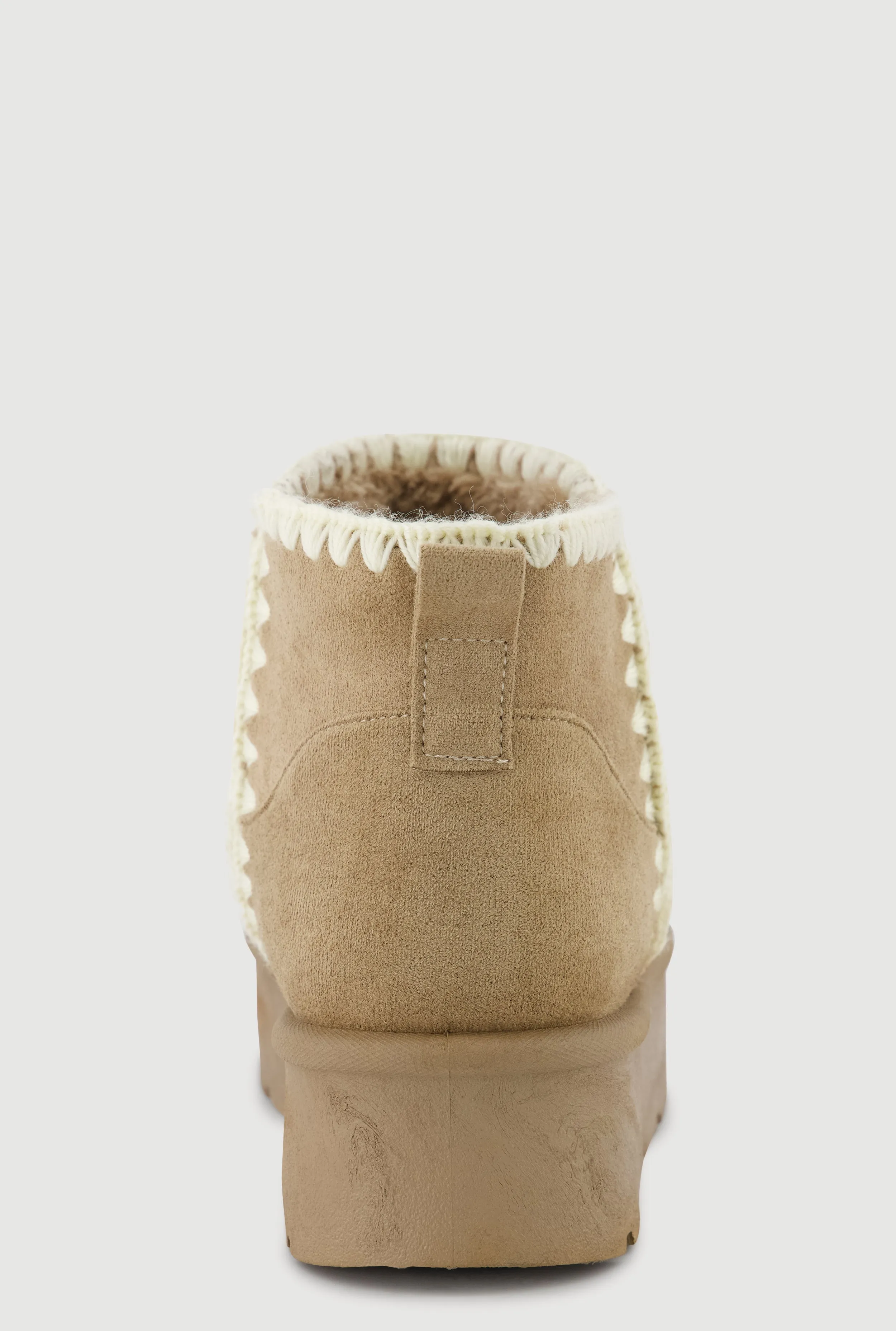 Trendy Faux Fur Lined Faux Suede Crochet Detail Platform Booties sold by Rainbow product image thumbnail 3