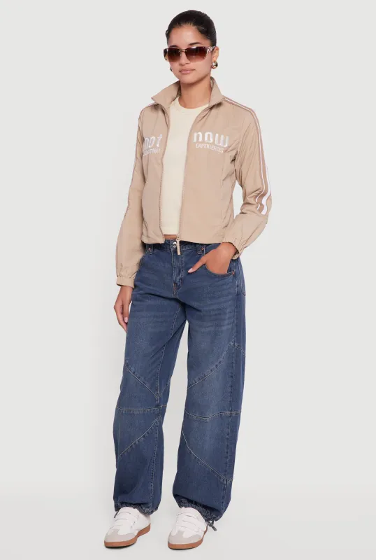 Nylon Not Now Graphic Mock Neck Windbreaker sold by Rainbow