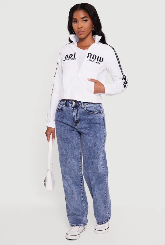 Nylon Not Now Graphic Mock Neck Windbreaker sold by Rainbow