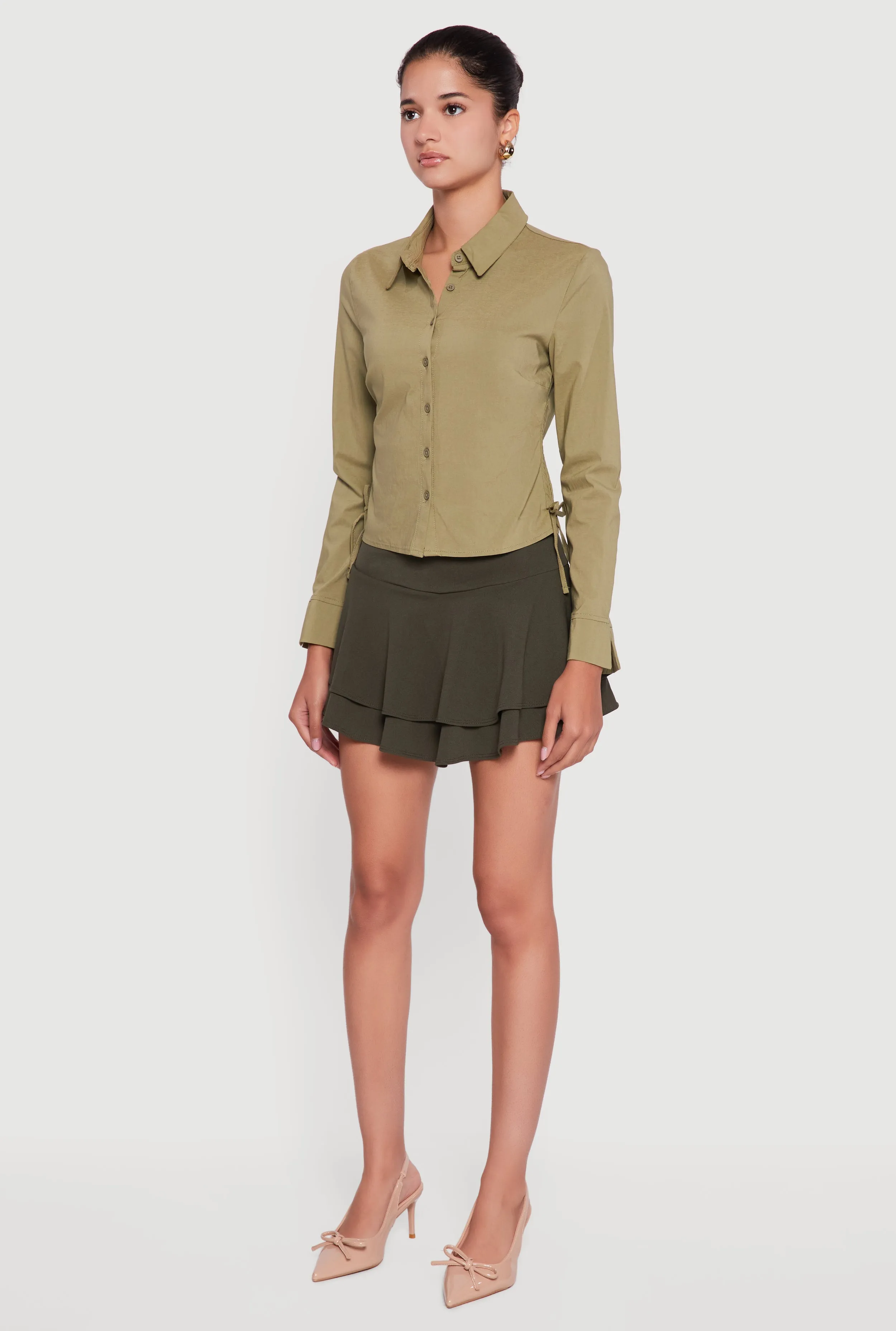 Mini Tiered Crepe Knit Skirt with Ruffles sold by Rainbow product image thumbnail 3