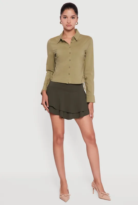 Mini Tiered Crepe Knit Skirt with Ruffles sold by Rainbow