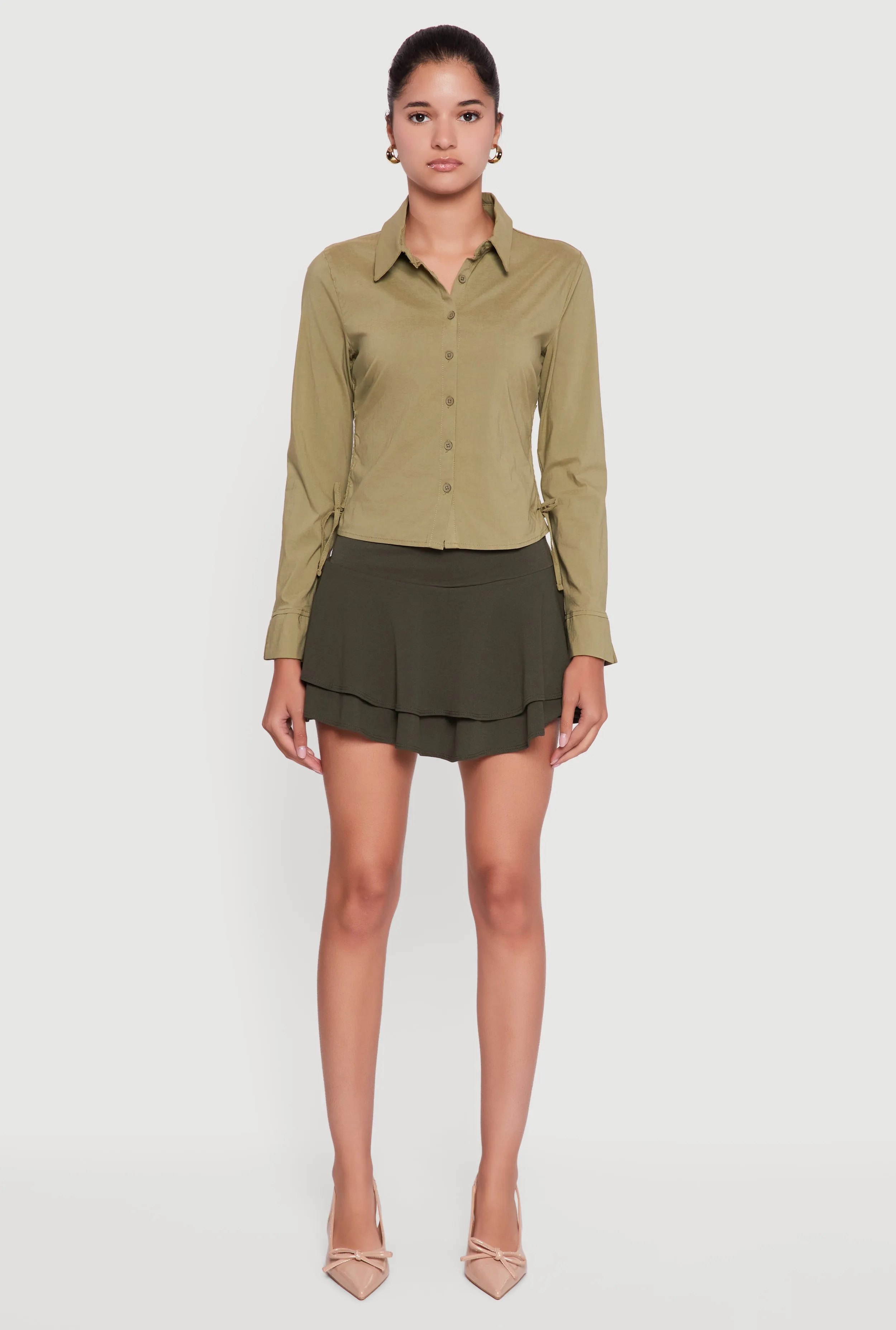 Mini Tiered Crepe Knit Skirt with Ruffles sold by Rainbow product image thumbnail 2