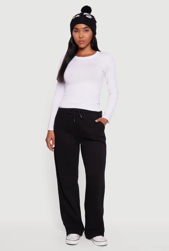 Fleece Lined High Waisted Wide Leg Sweatpants sold by Rainbow