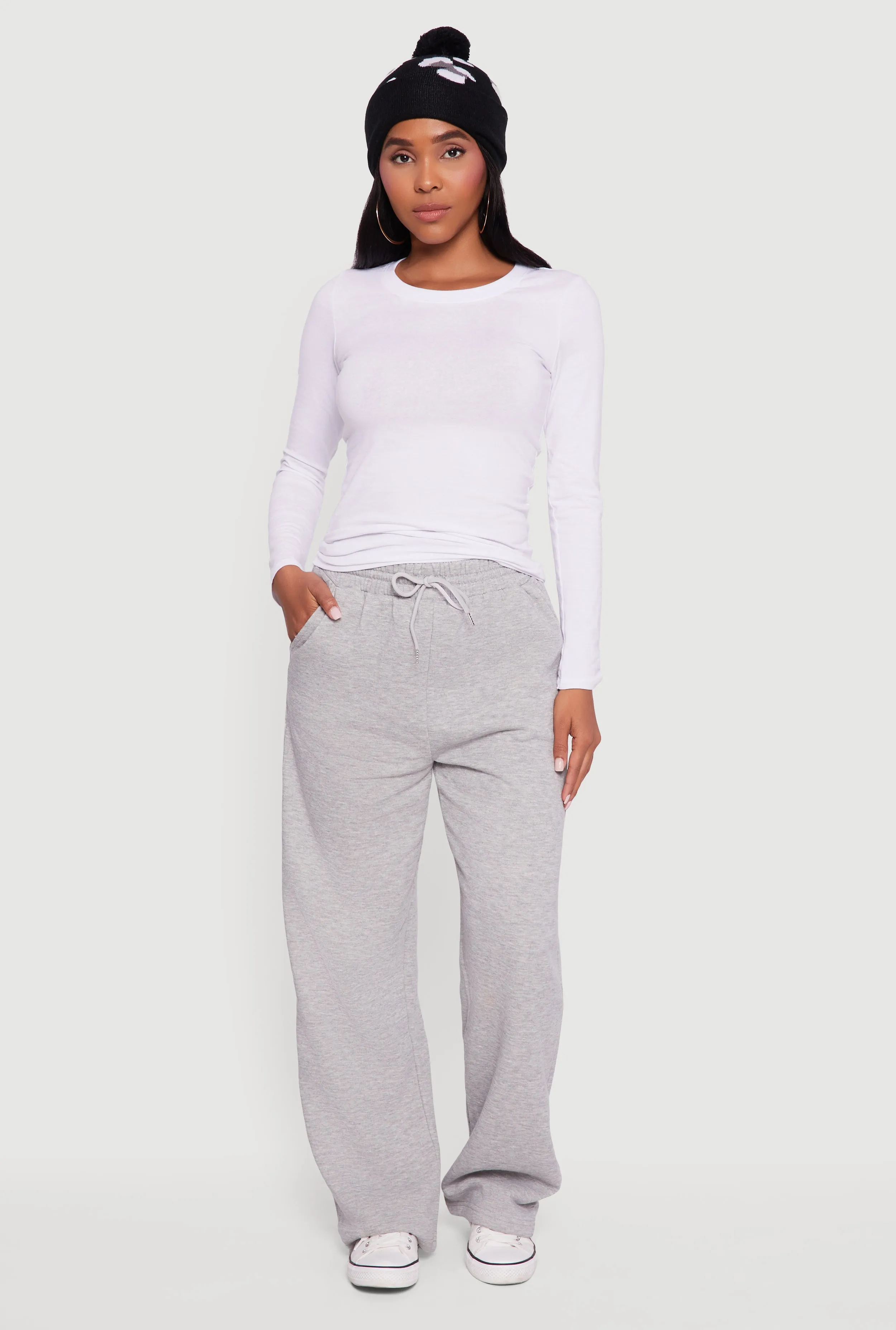 Fleece Lined High Waisted Wide Leg Sweatpants sold by Rainbow
