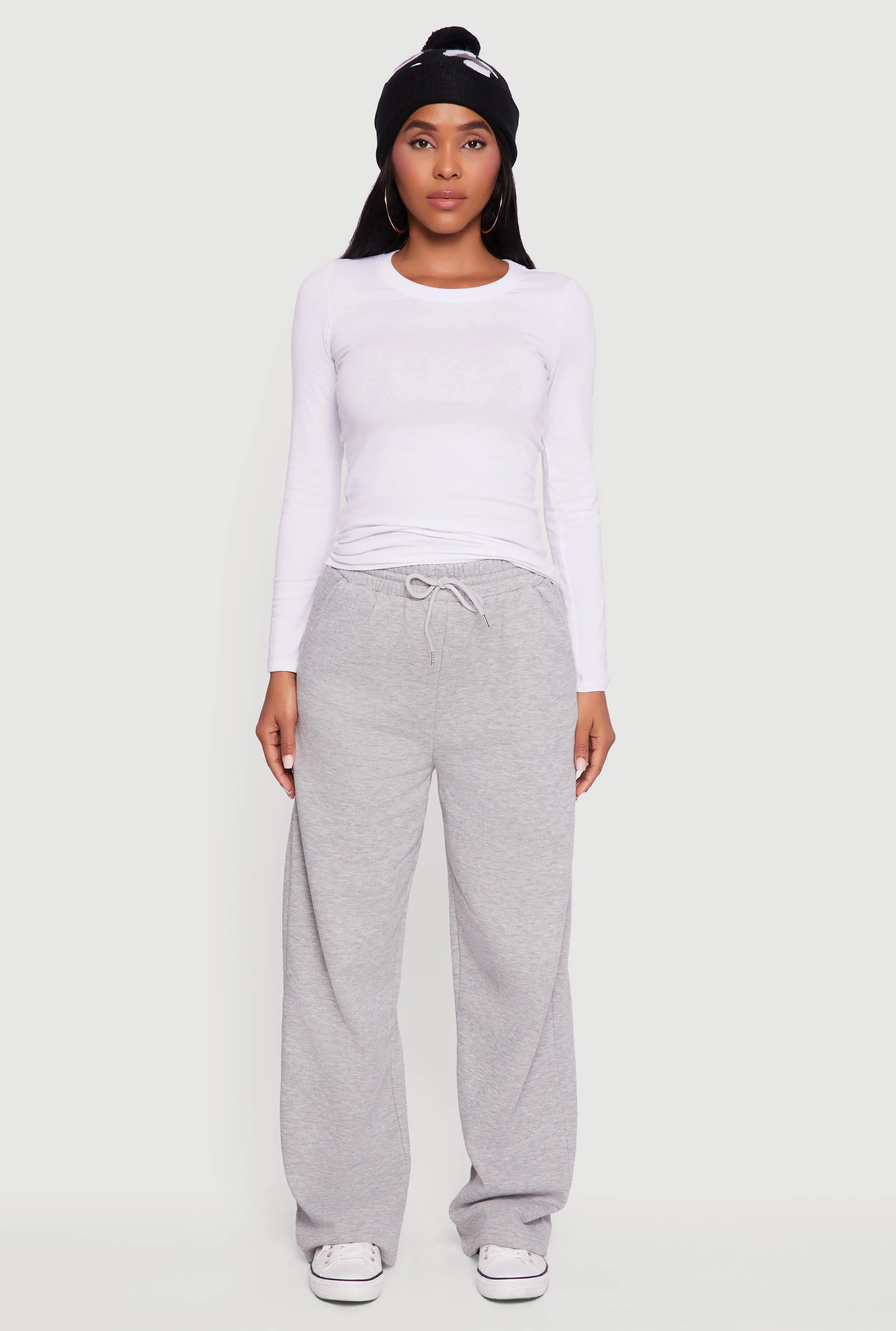 Fleece Lined High Waisted Wide Leg Sweatpants sold by Rainbow product image thumbnail 2